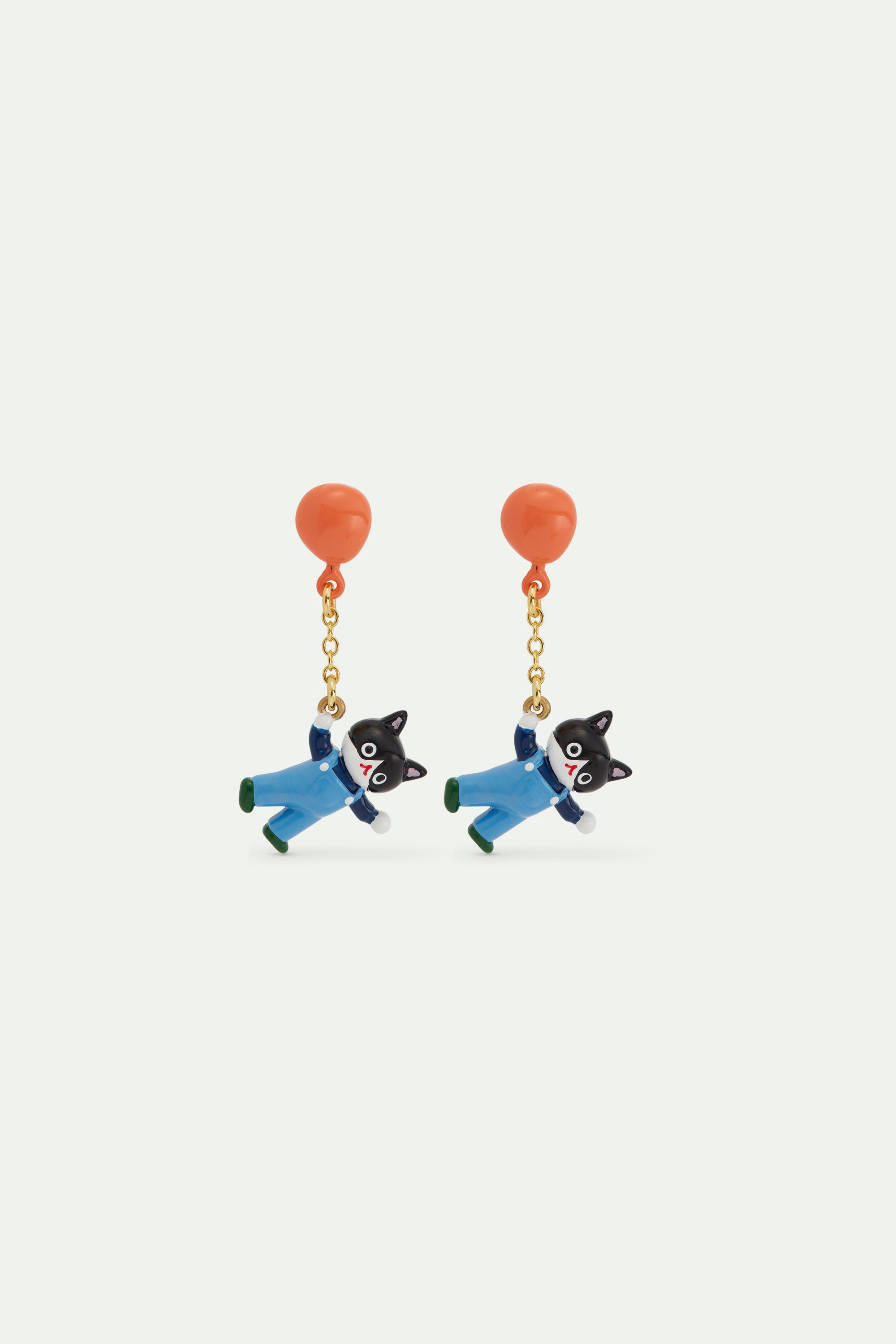 Black cat and balloon dangle earrings