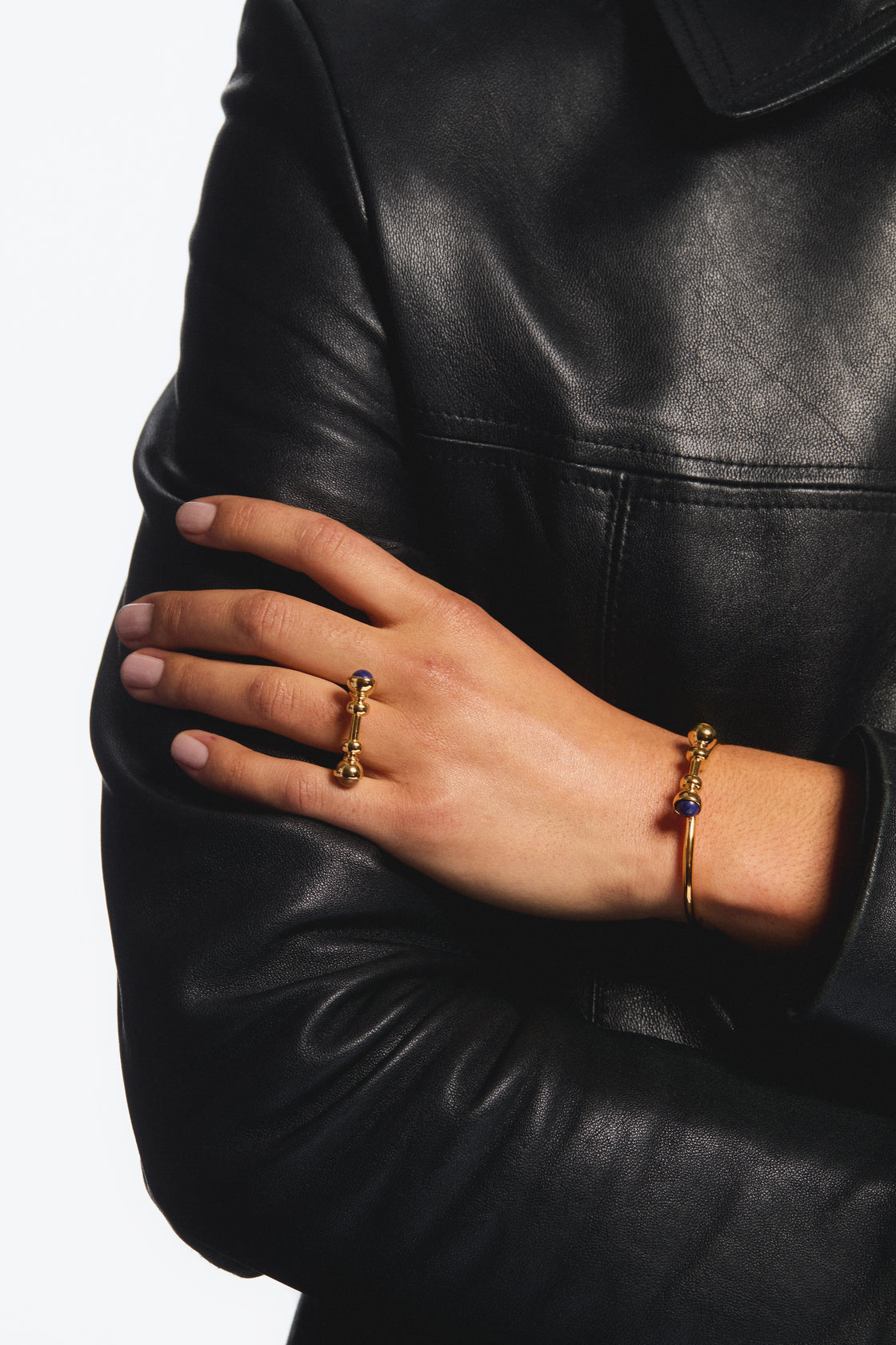 Golden lapis lazuli and jasper bracelet