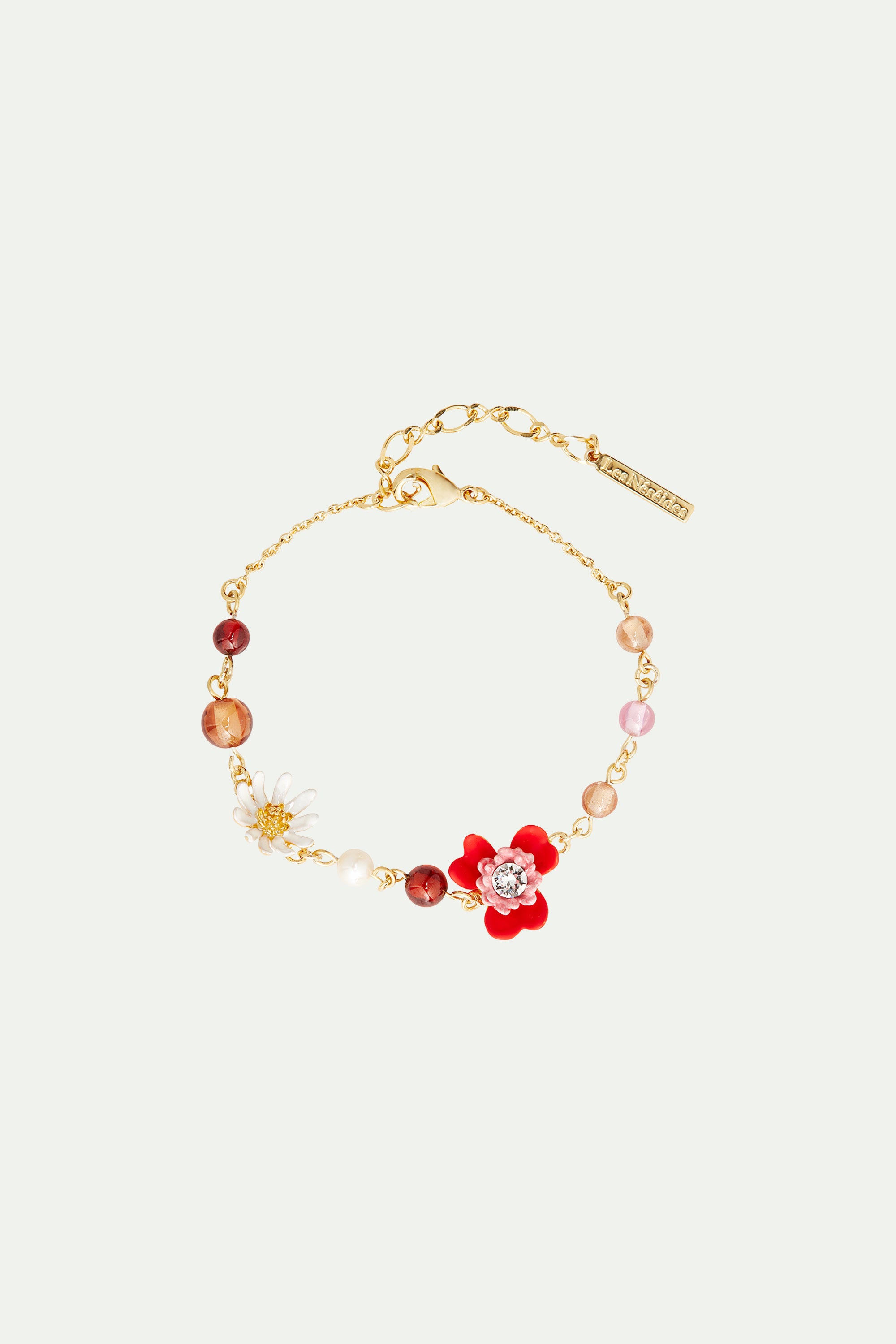 Anemone and gerbera thin bracelet