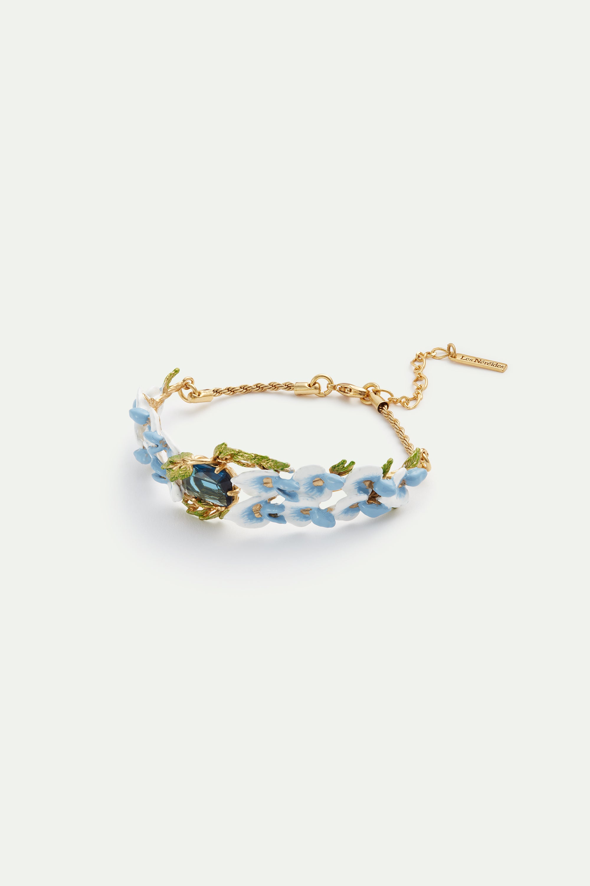 Wisteria and blue square facet stone bracelet