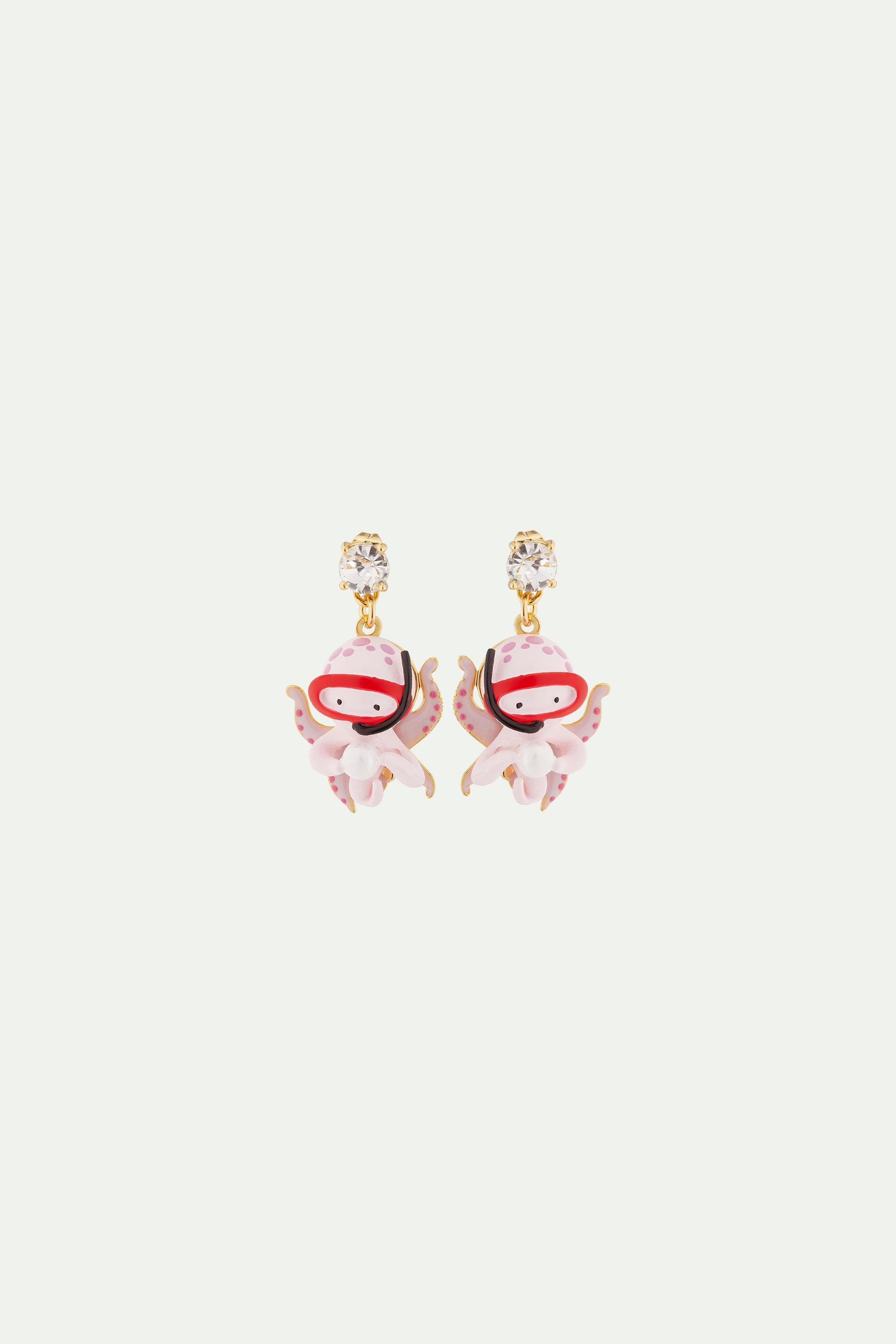 Octopus, pearl and cut stone earrings