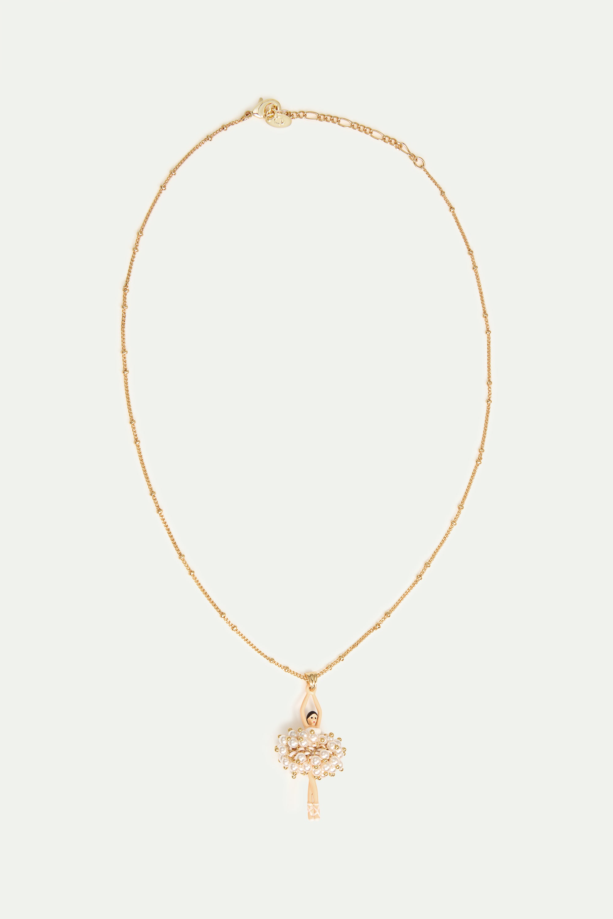 White and gold ballerina pendant necklace