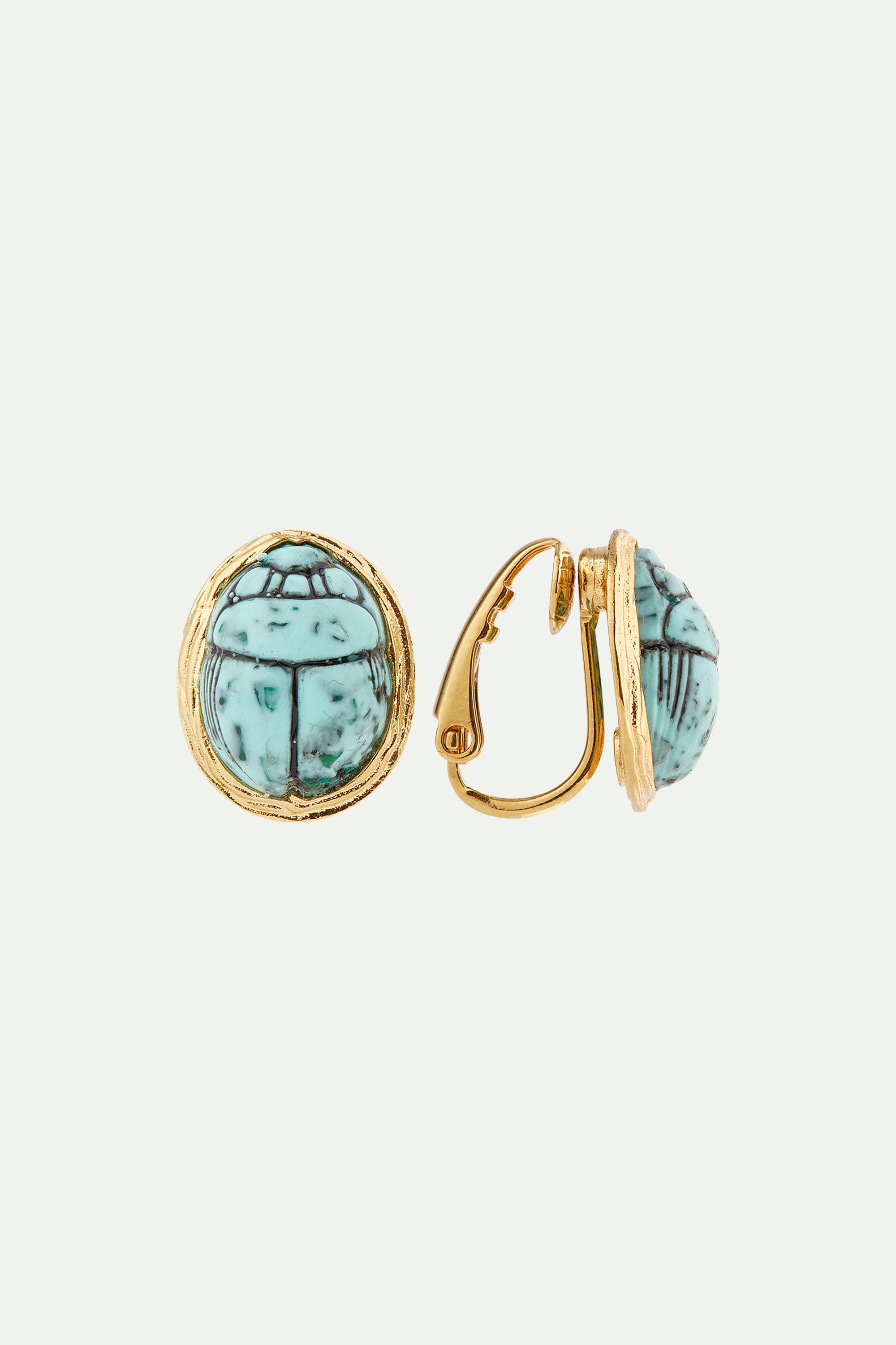Turquoise scarab beetle clip-on earrings