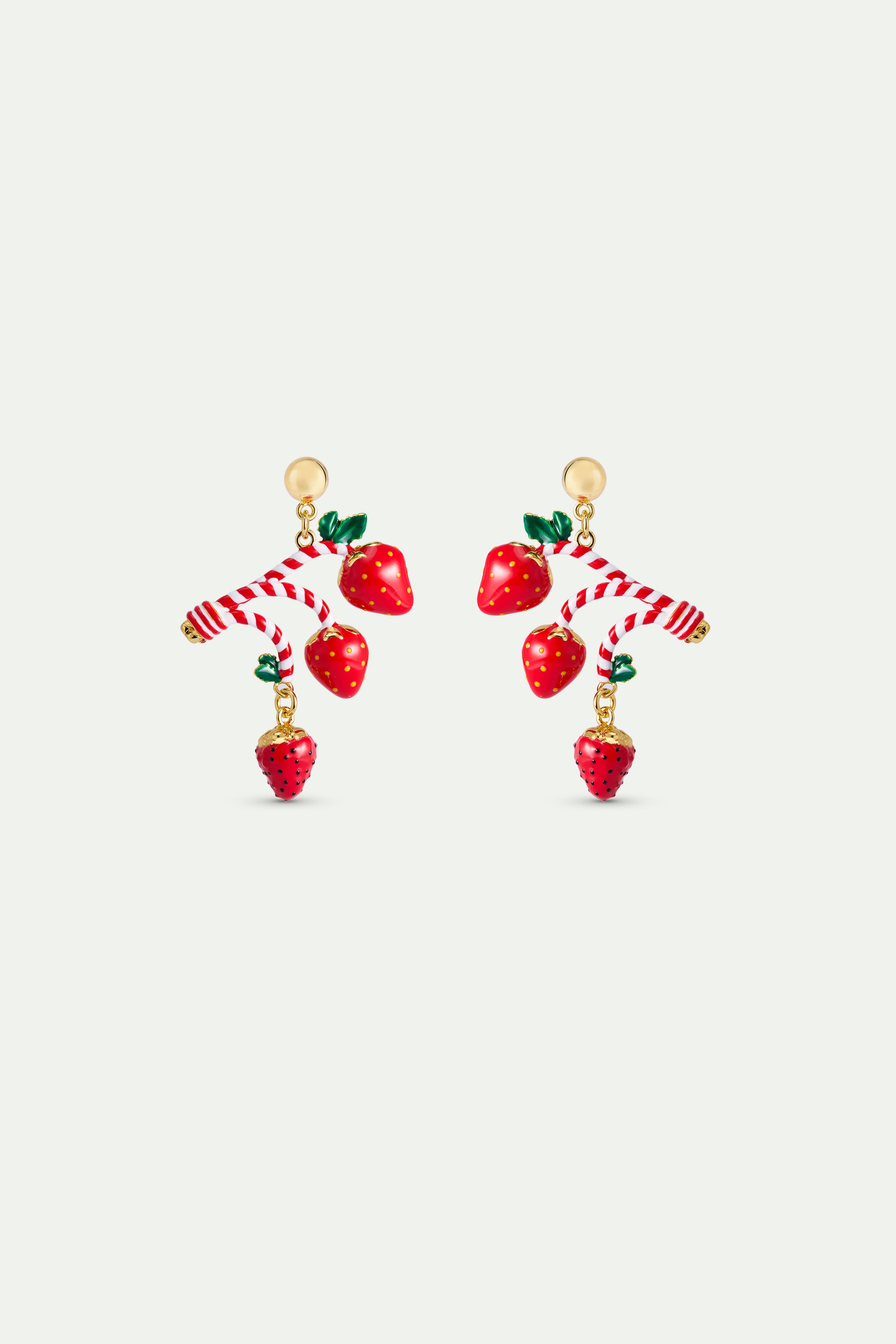 Strawberry and candy cane earrings
