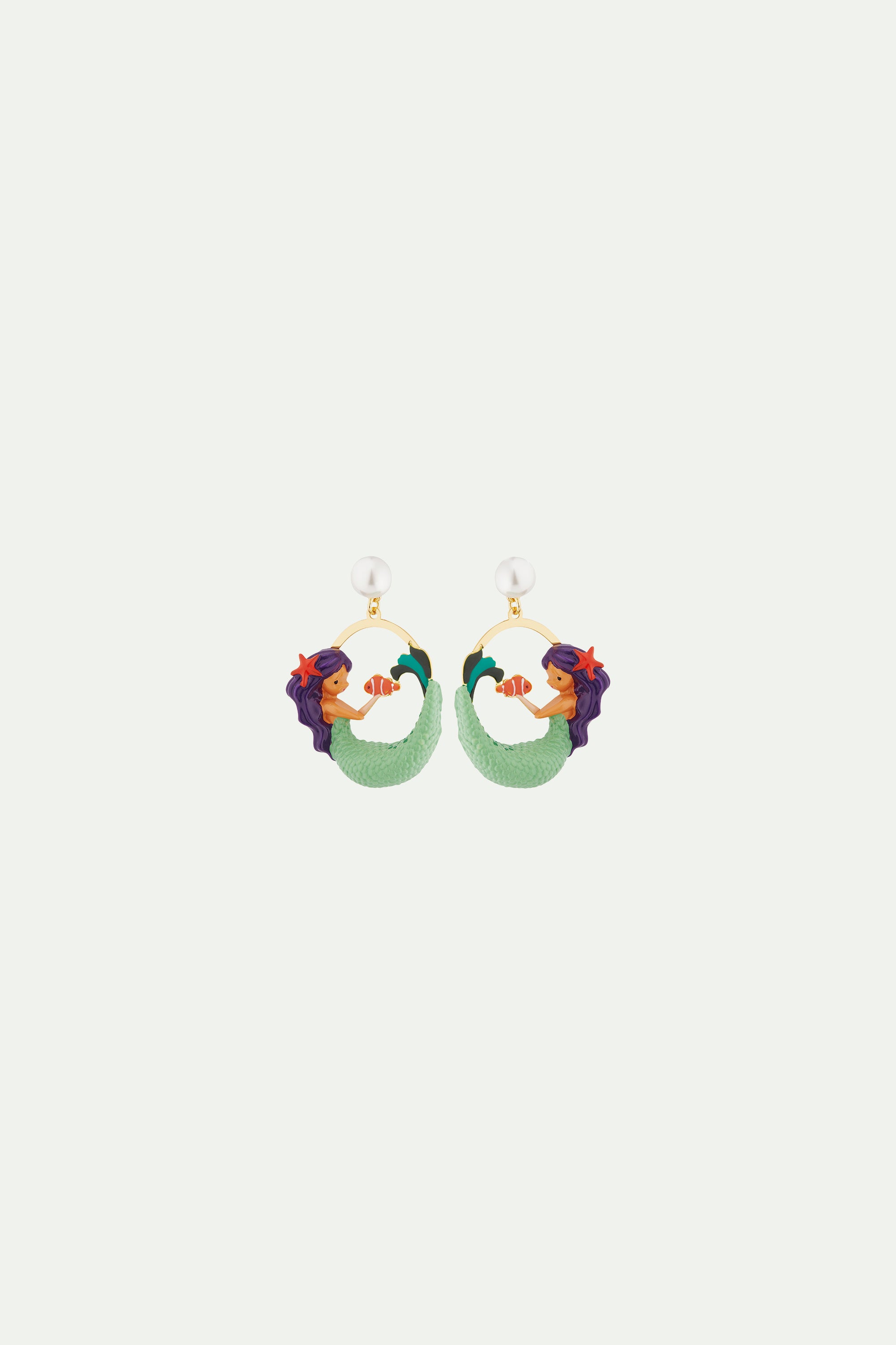 Mermaid and pearl earrings