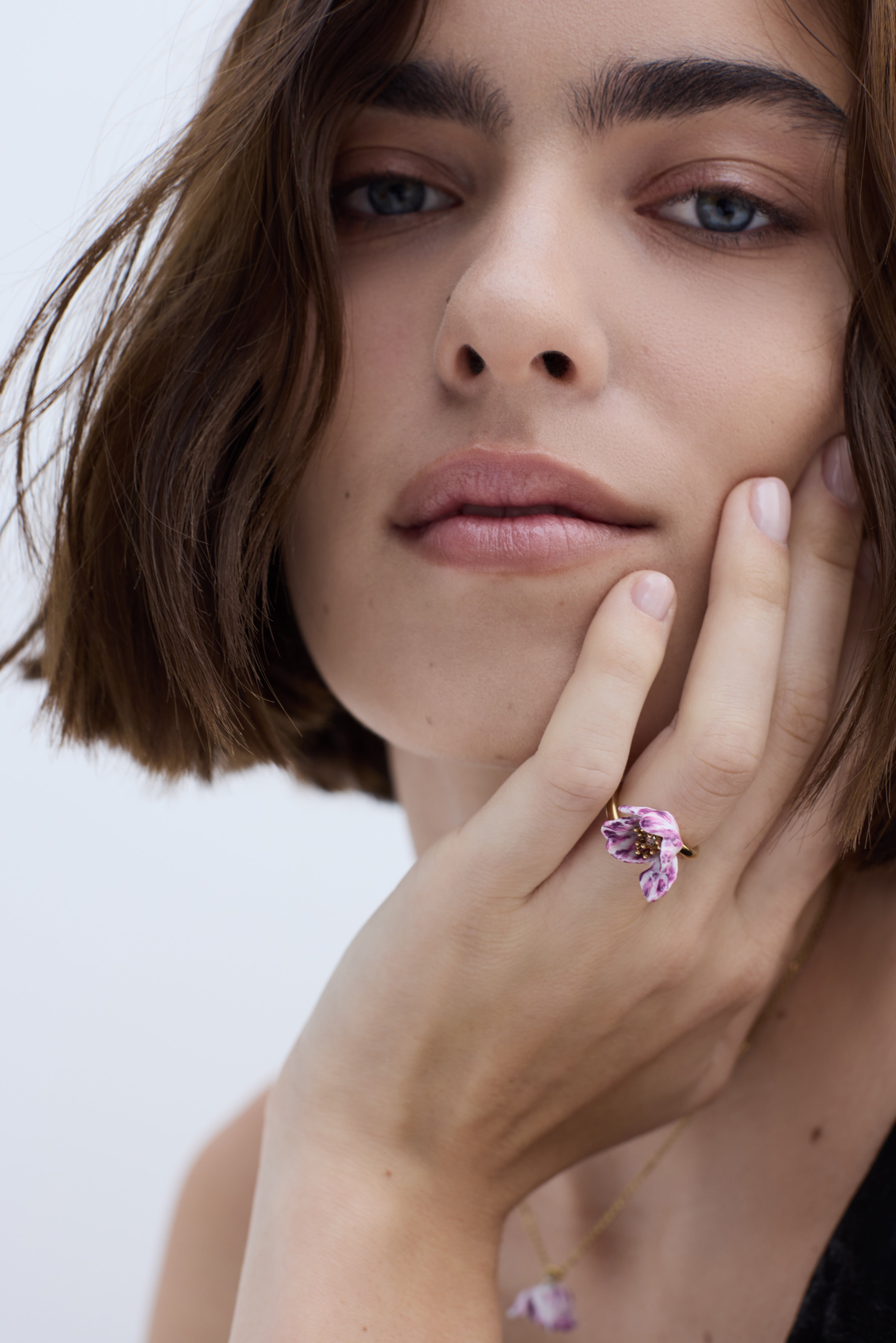 Purple tulip adjustable ring