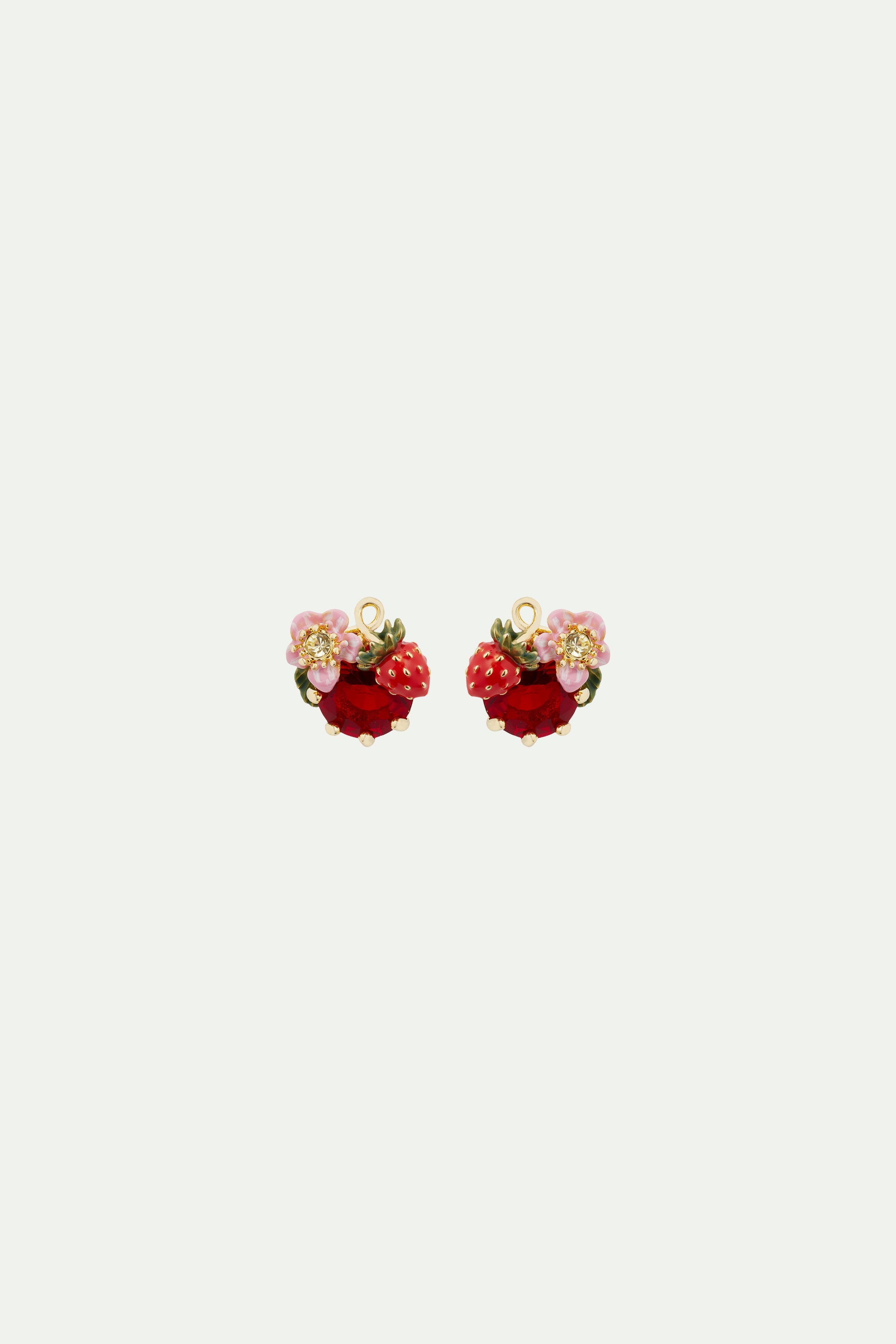 Wild strawberry and red stone post earrings