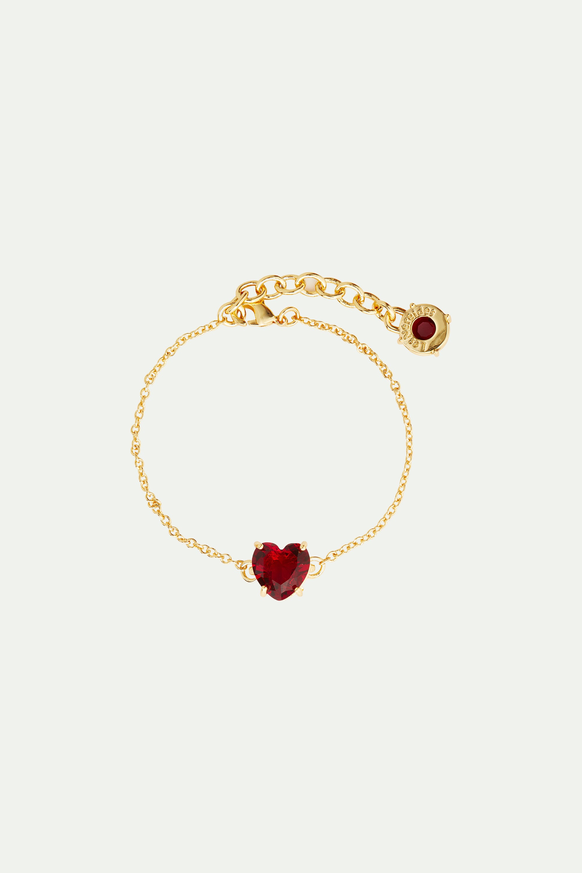 Garnet red diamantine Heart fine bracelet