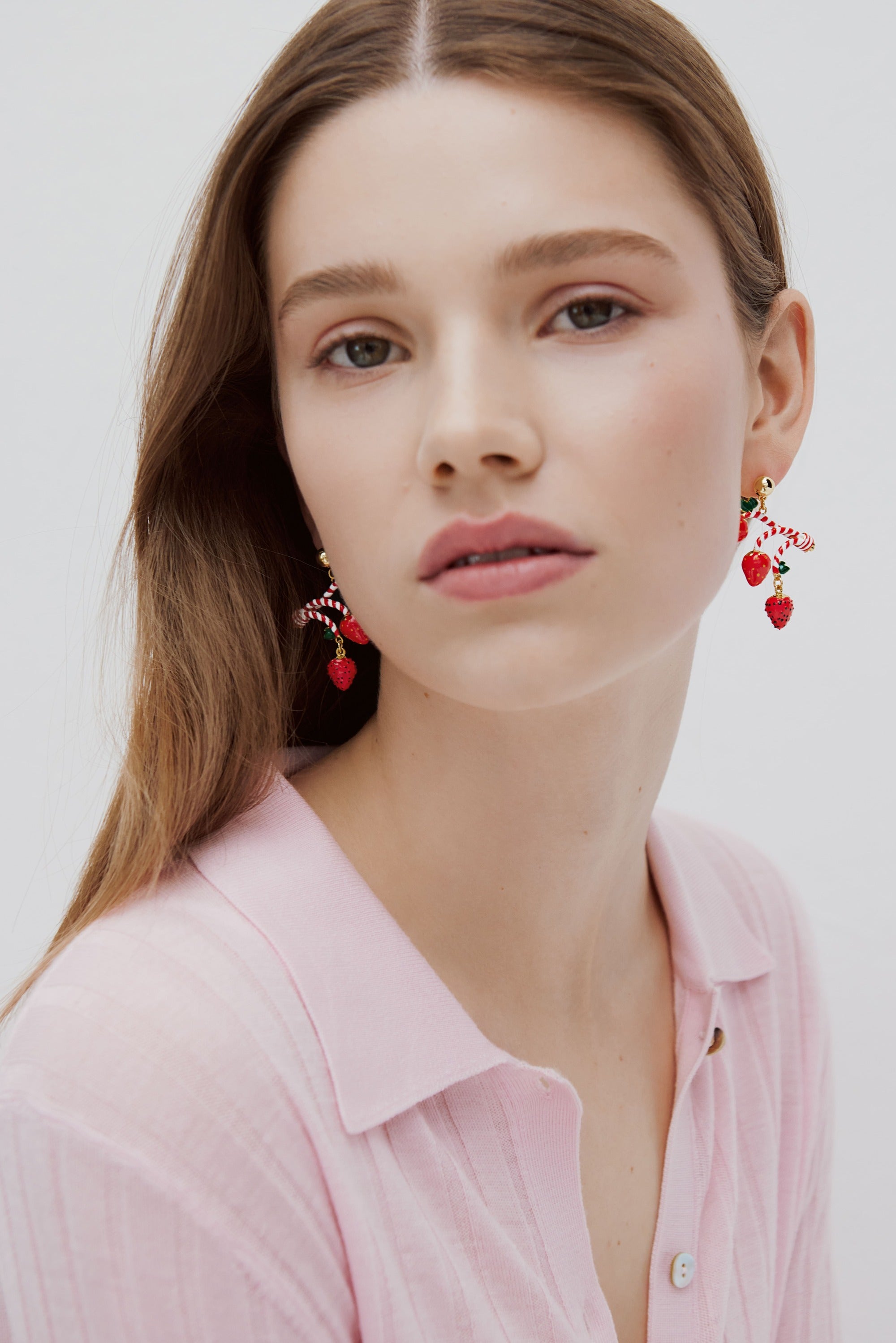 Strawberry and candy cane earrings