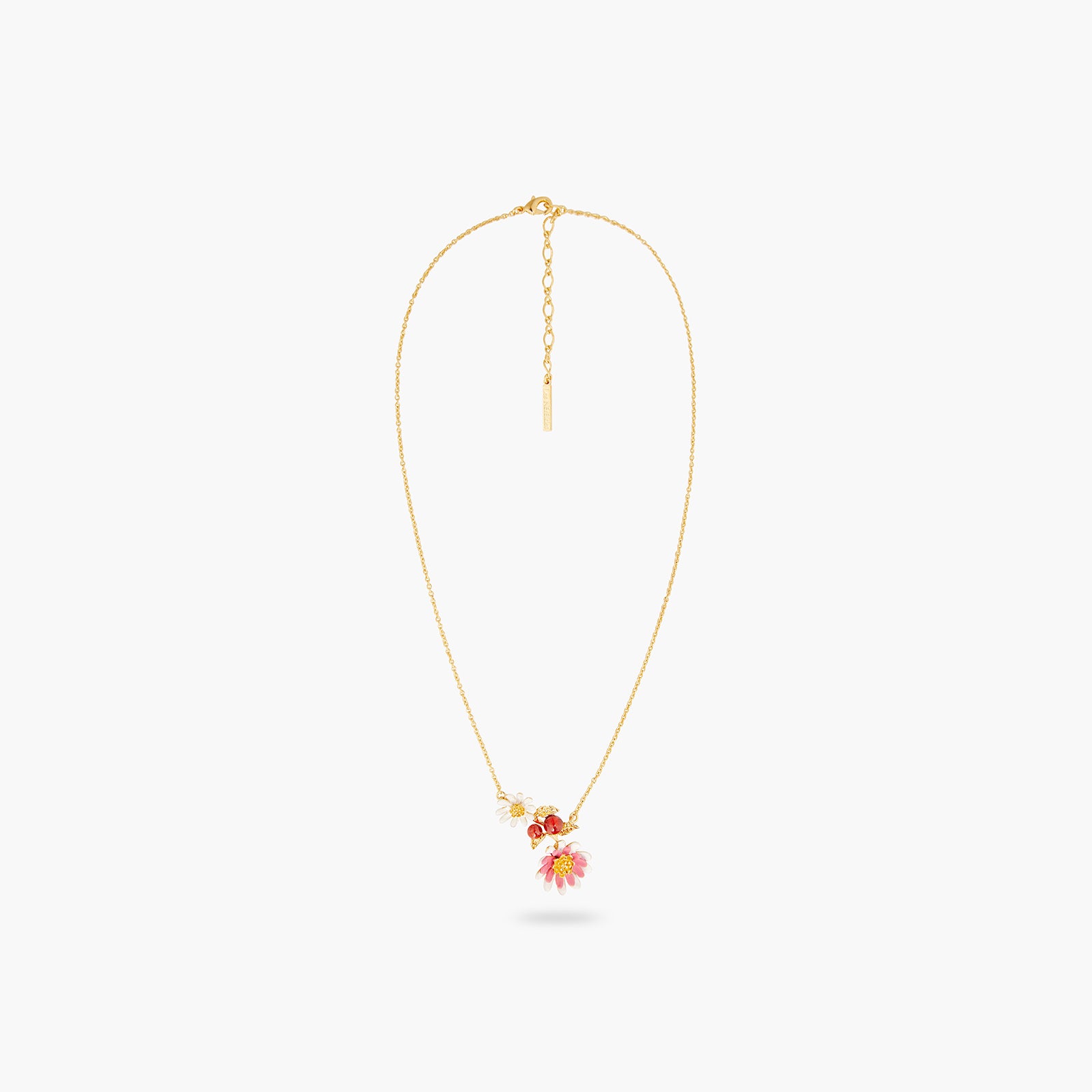 Pink and white anemone thin necklace