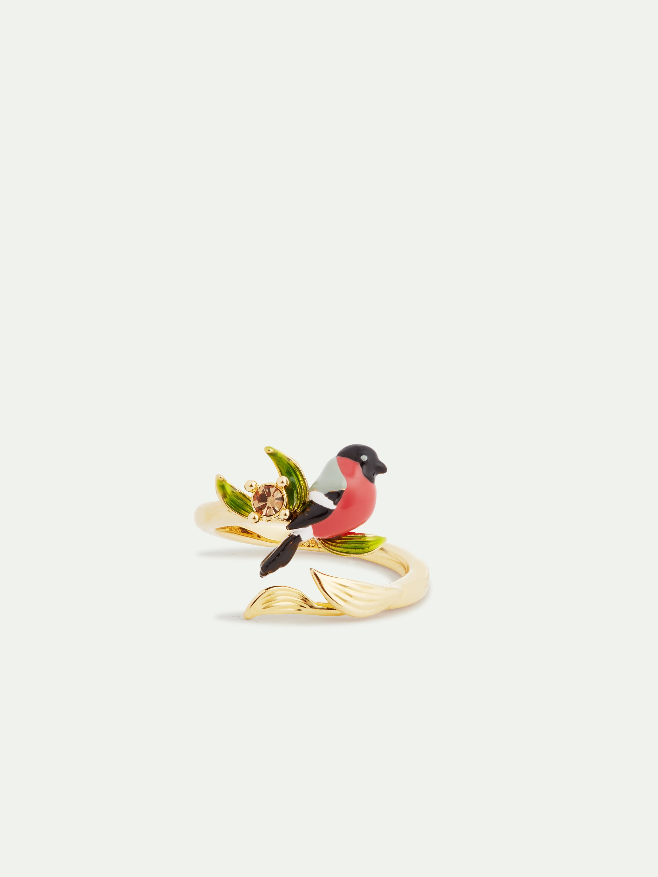 Bullfinch and crystal adjustable ring