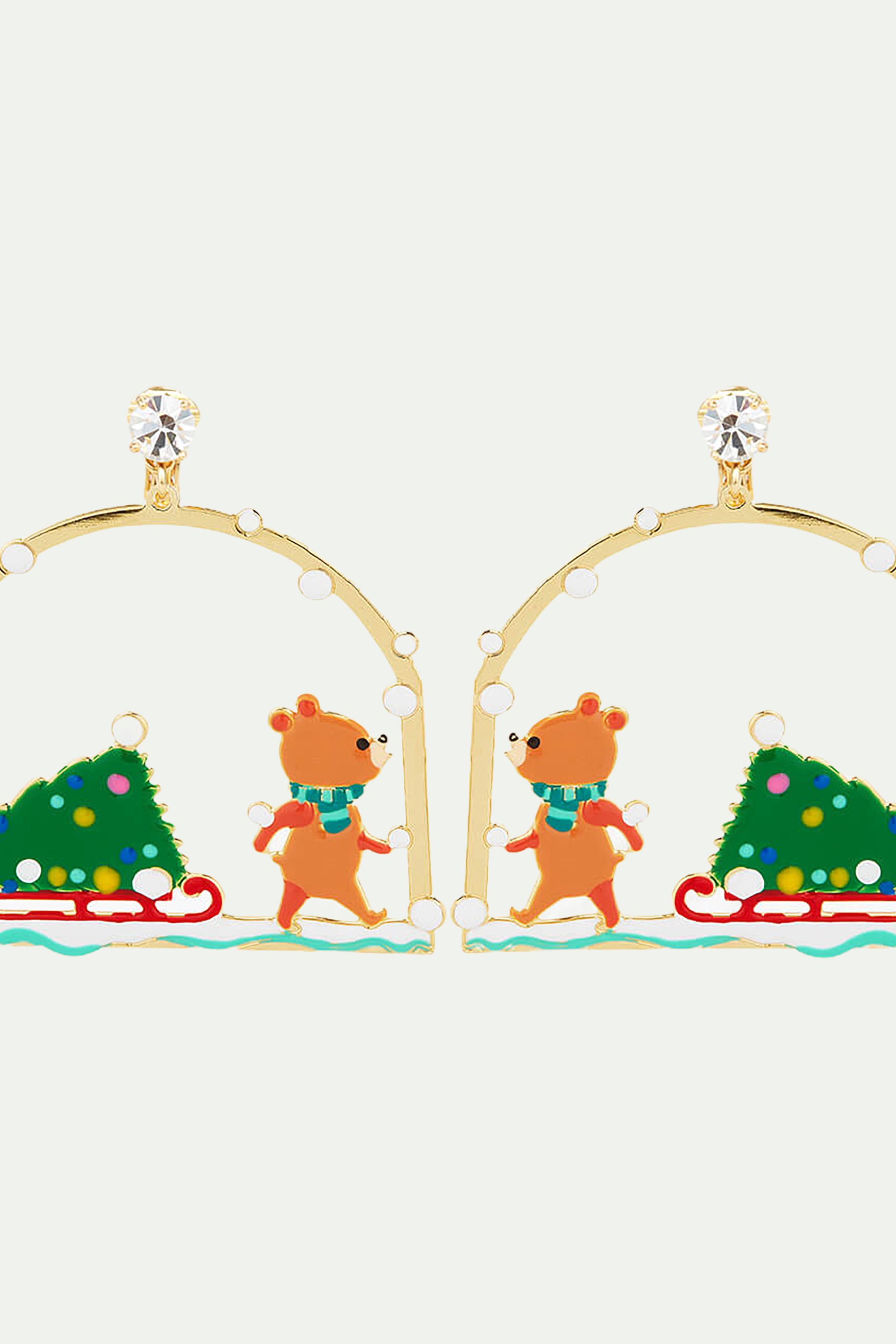 Christmas tree and cuddly bear post earrings