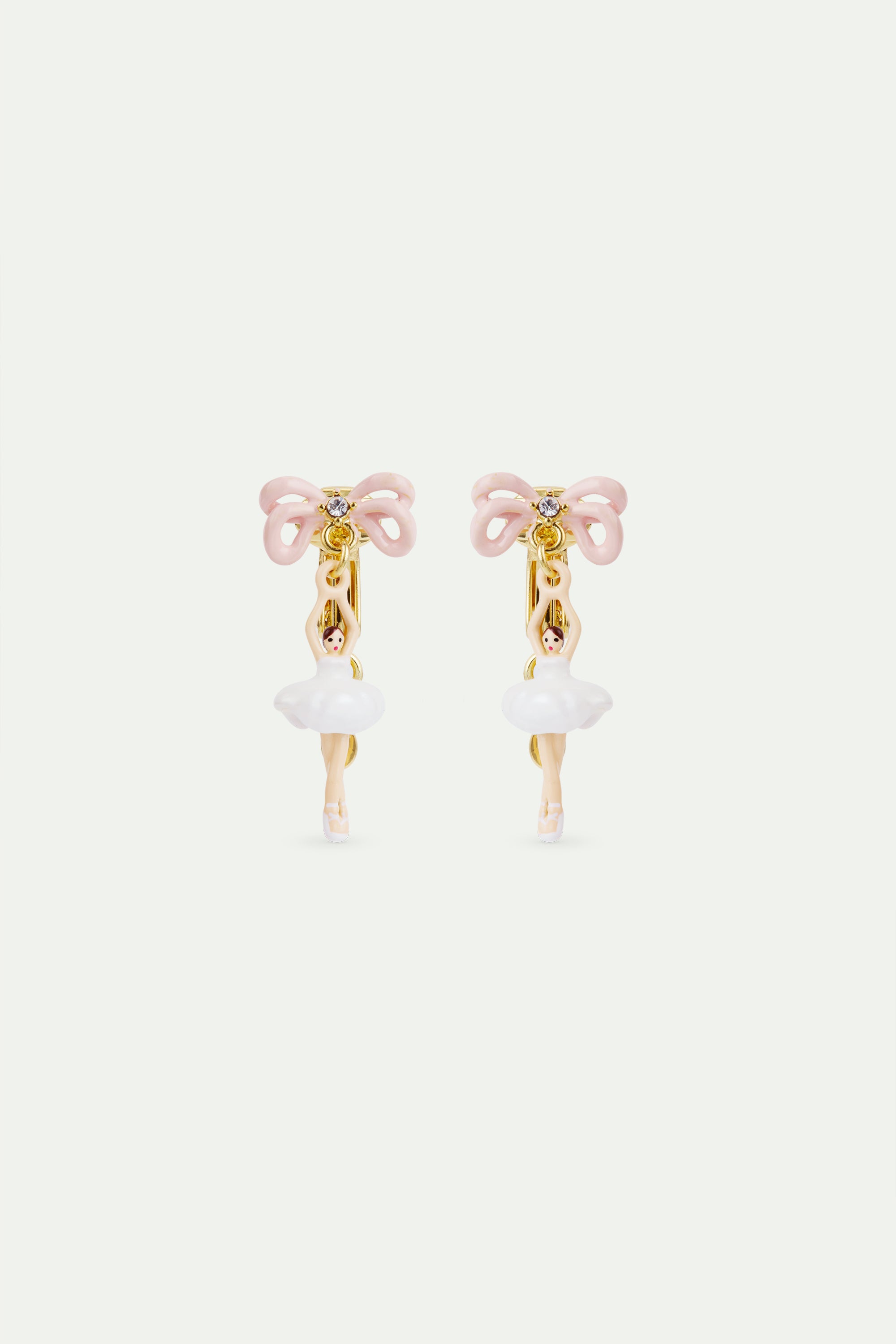 White tutu and pink bow mini ballerina earrings