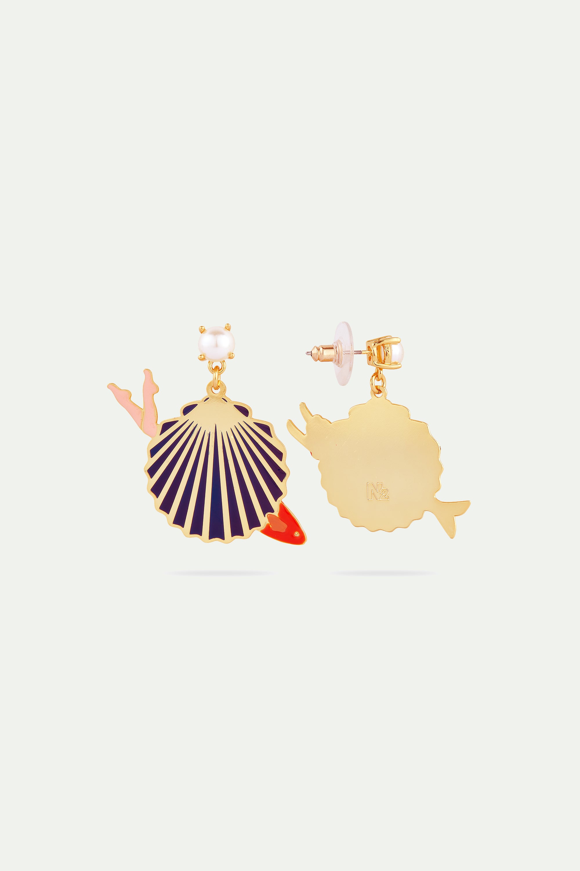 Sea shell and mermaid post earrings