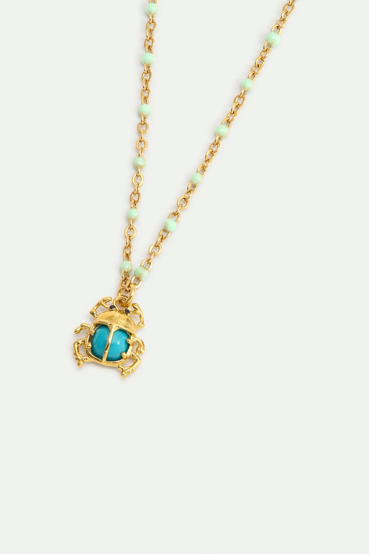 Turquoise and gold beetle fine bracelet
