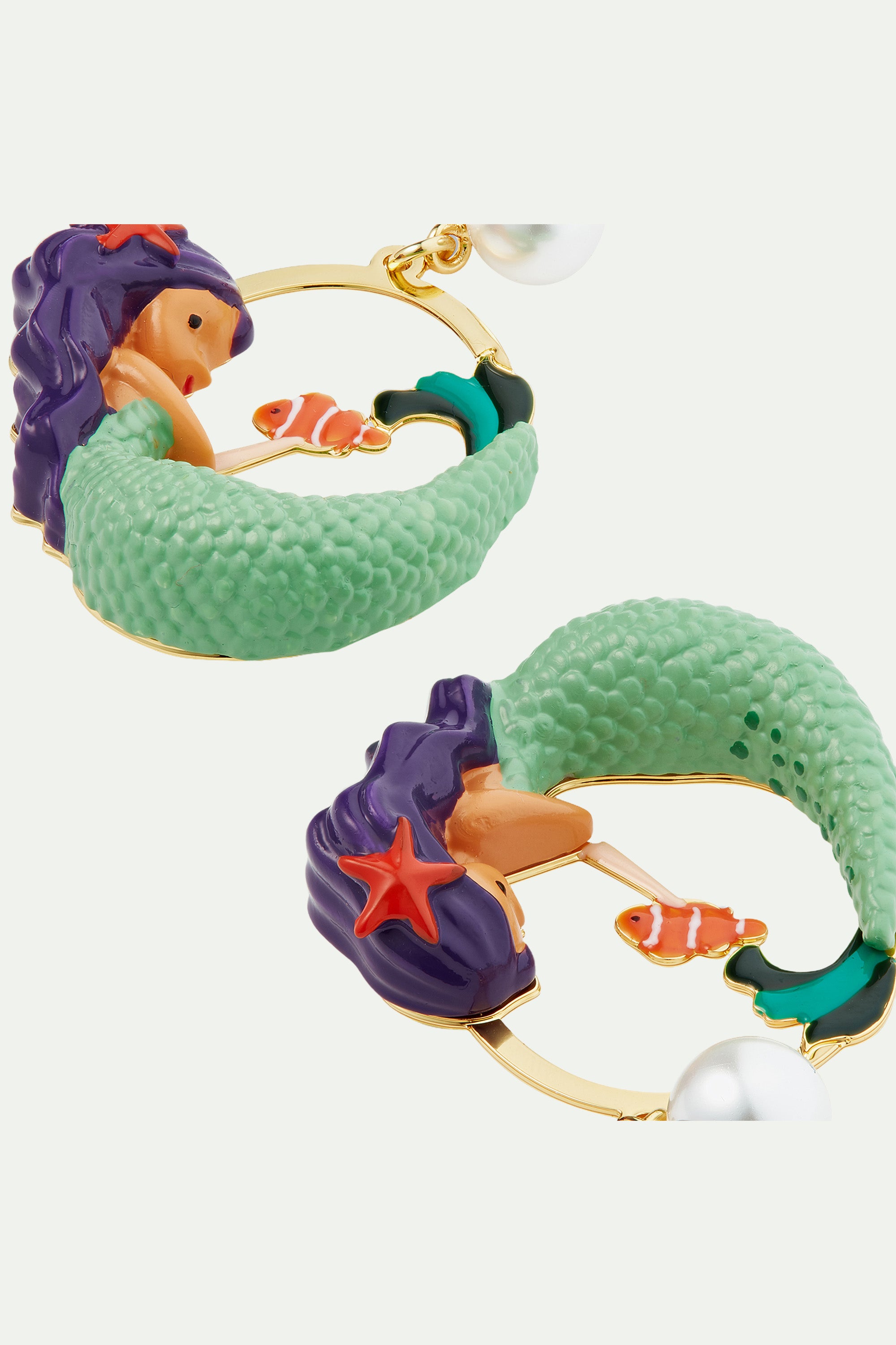 Mermaid and pearl earrings