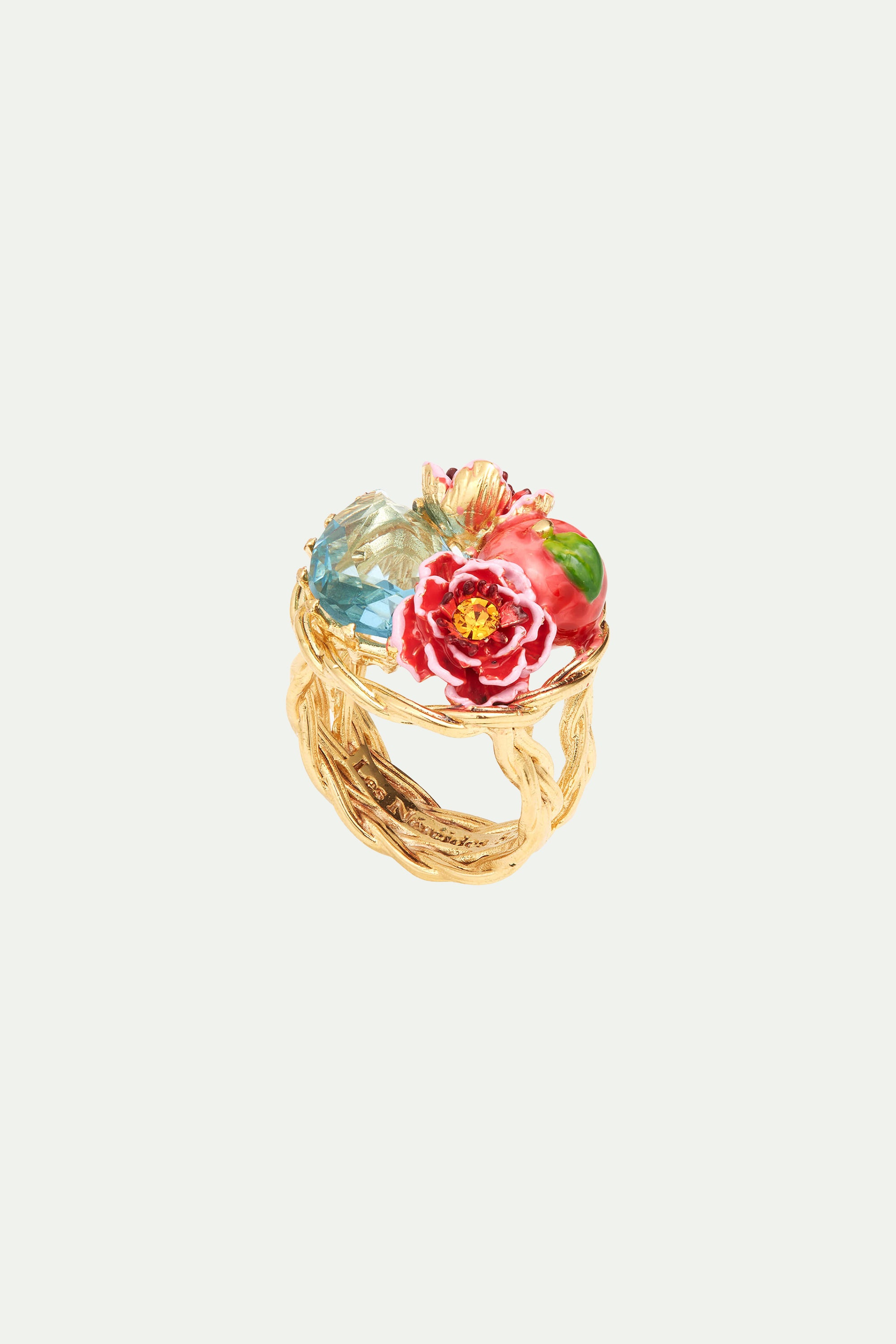 Peach and peach blossom cocktail ring