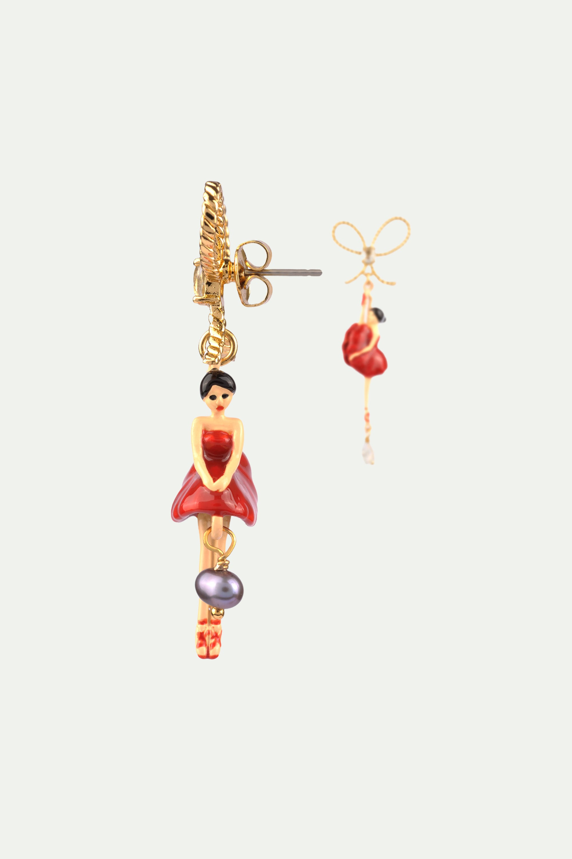 Red toe-dancing ballerinas earrings