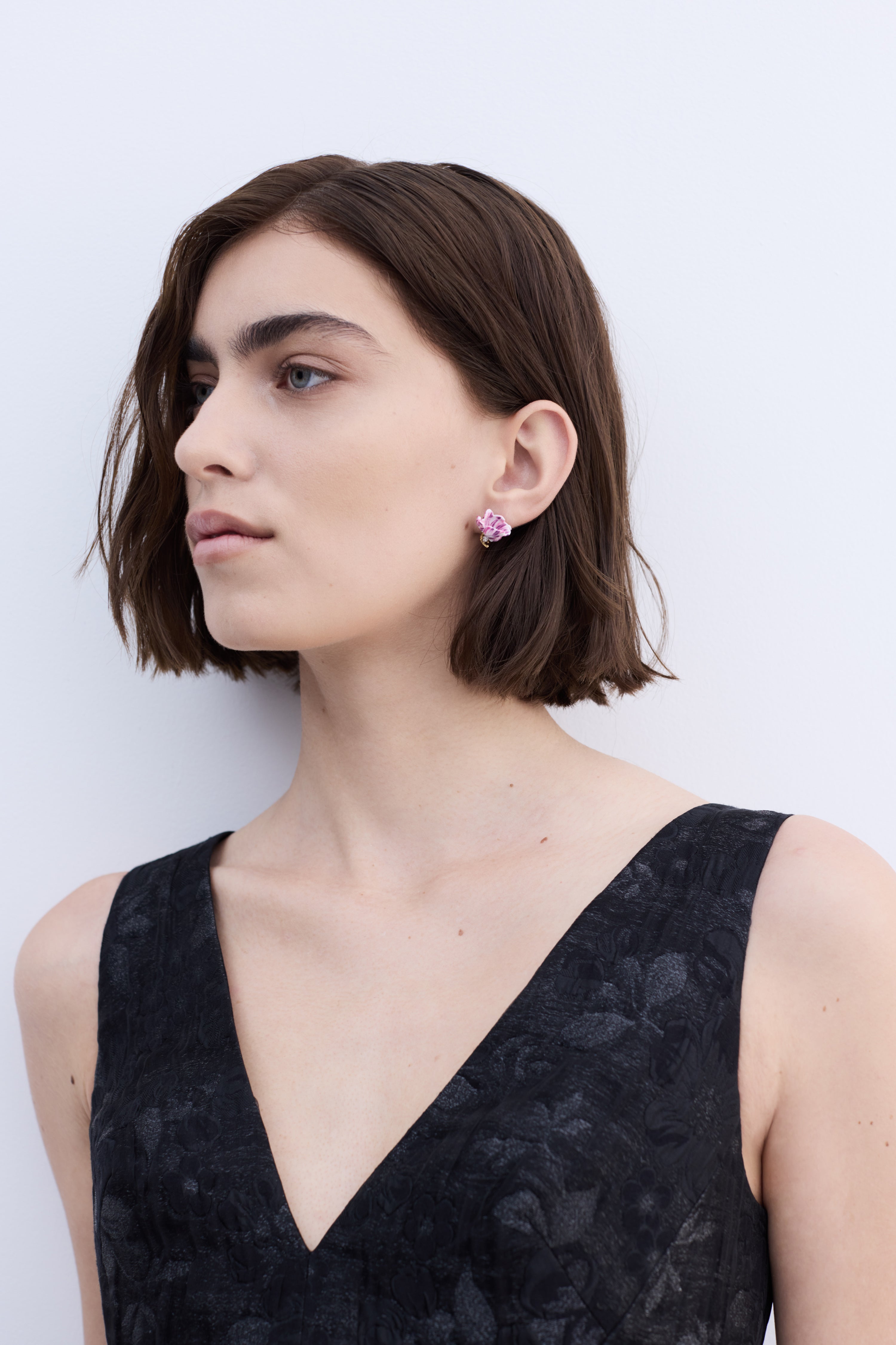 Purple tulip and crystal earrings