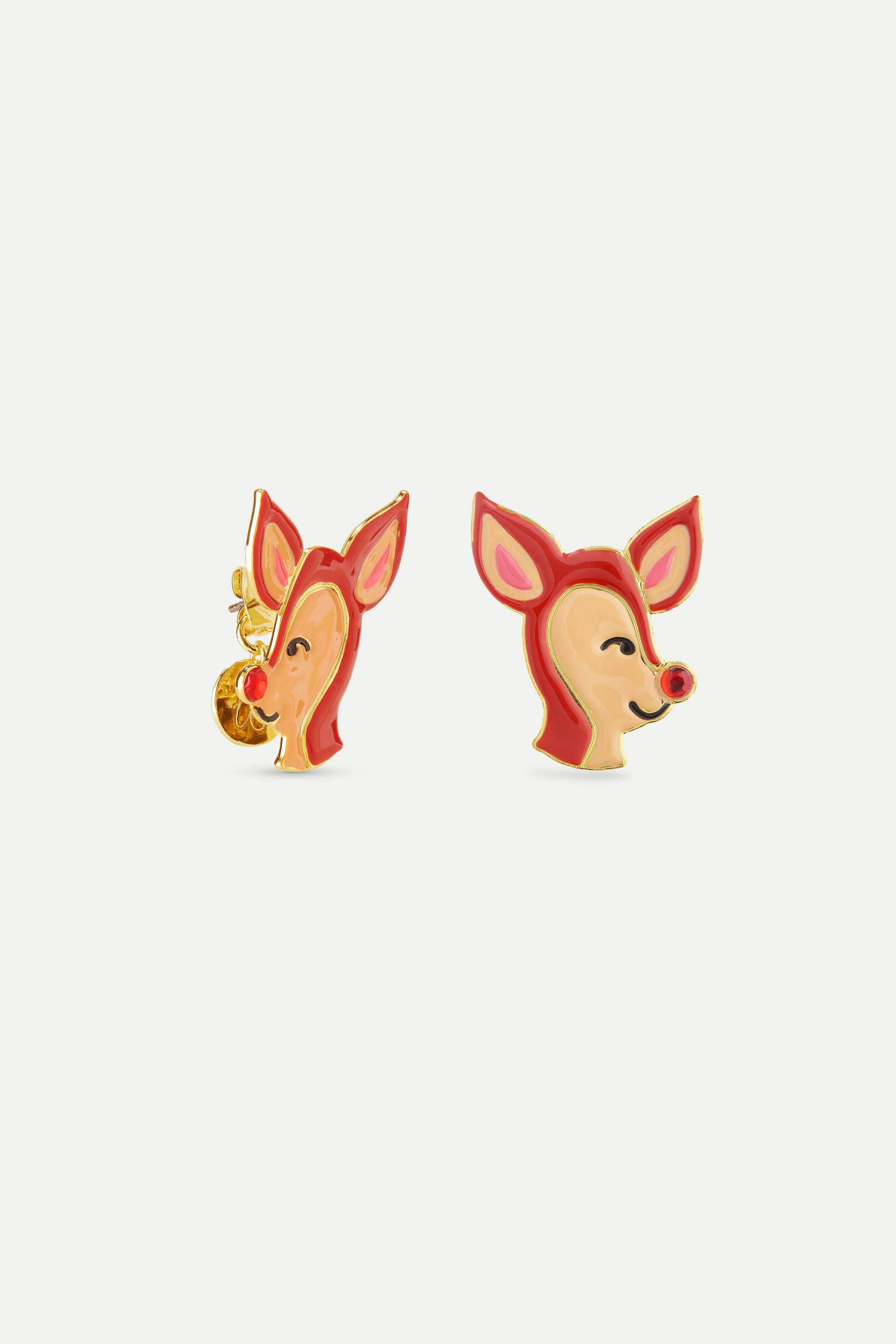 Doe and red rhinestone earrings