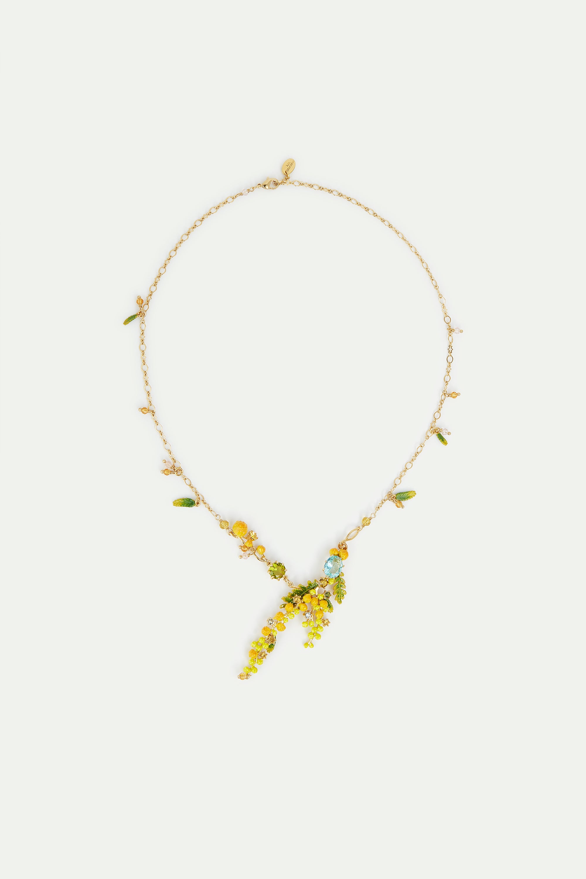 Mimosa's branch, fern and little leaves collar necklace