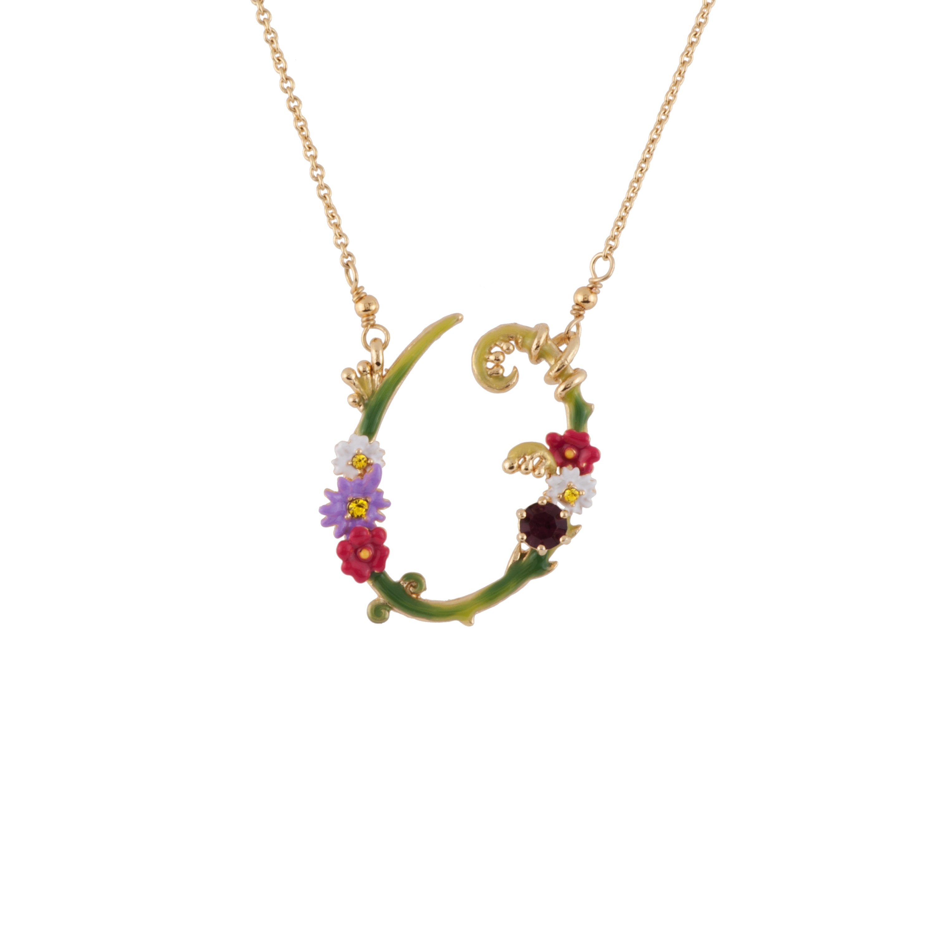 Necklace 38+4cm LETTRES FLORALES Letter O