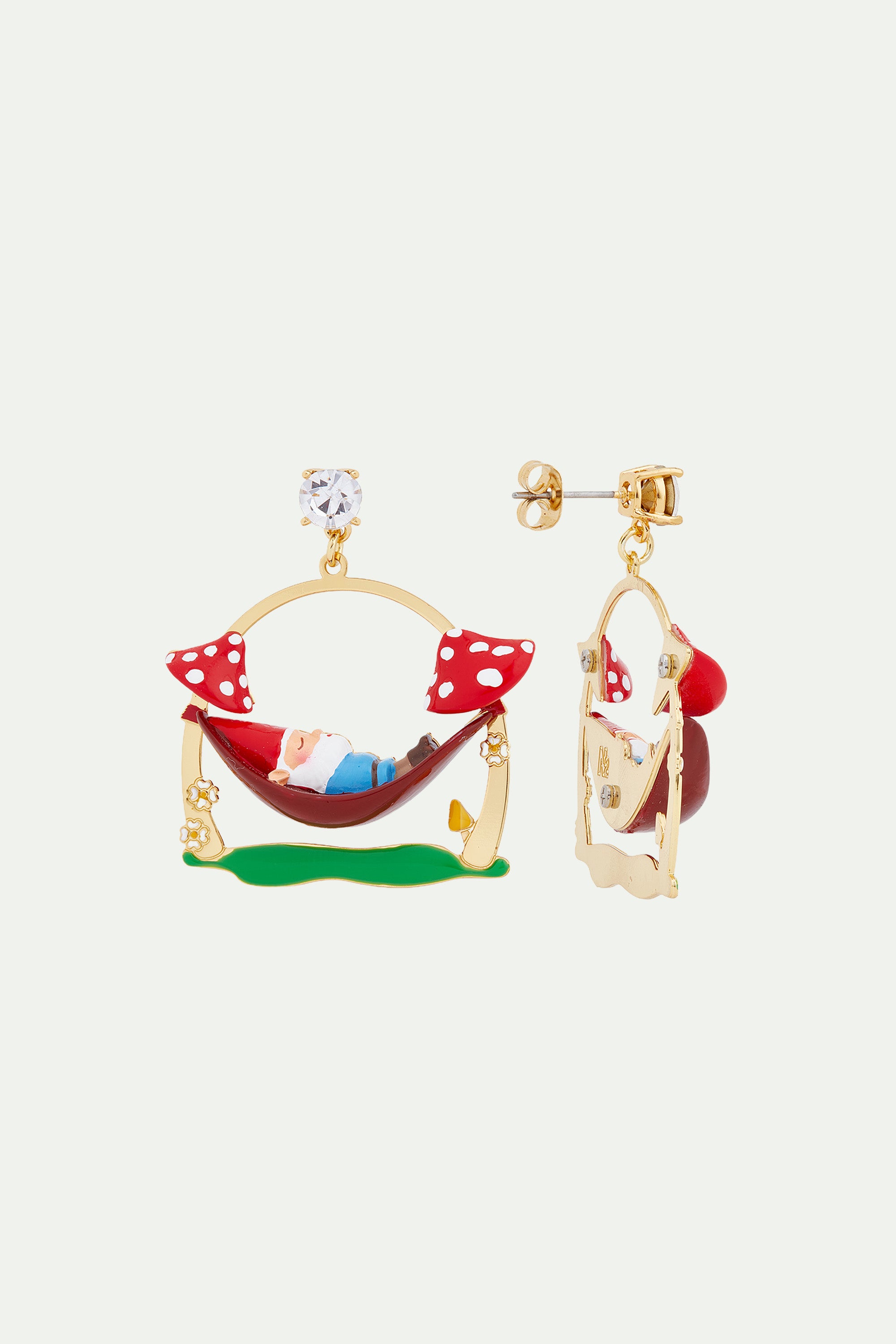 Garden gnome on a hamac clip-on earrings