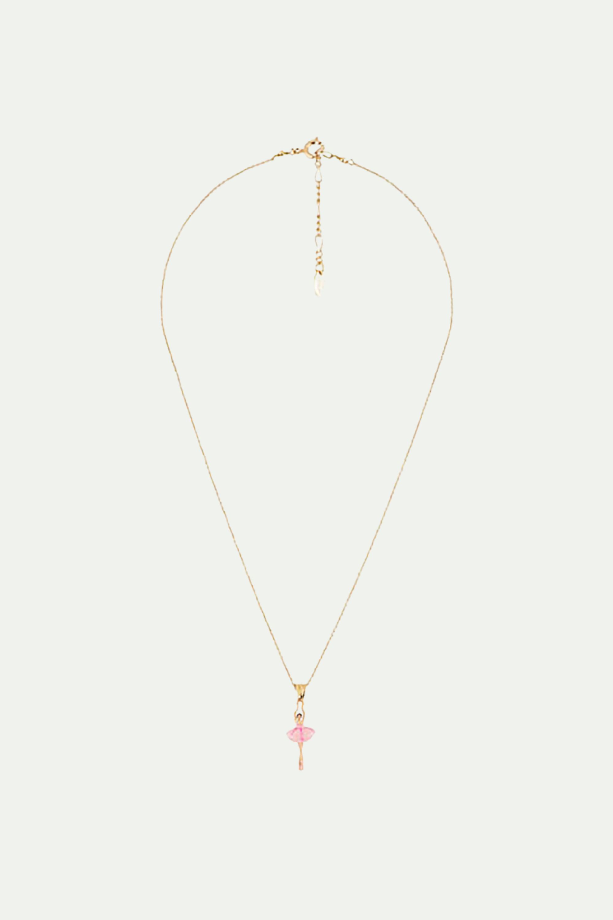 Necklace featuring mini ballerina wearing a pink tutu