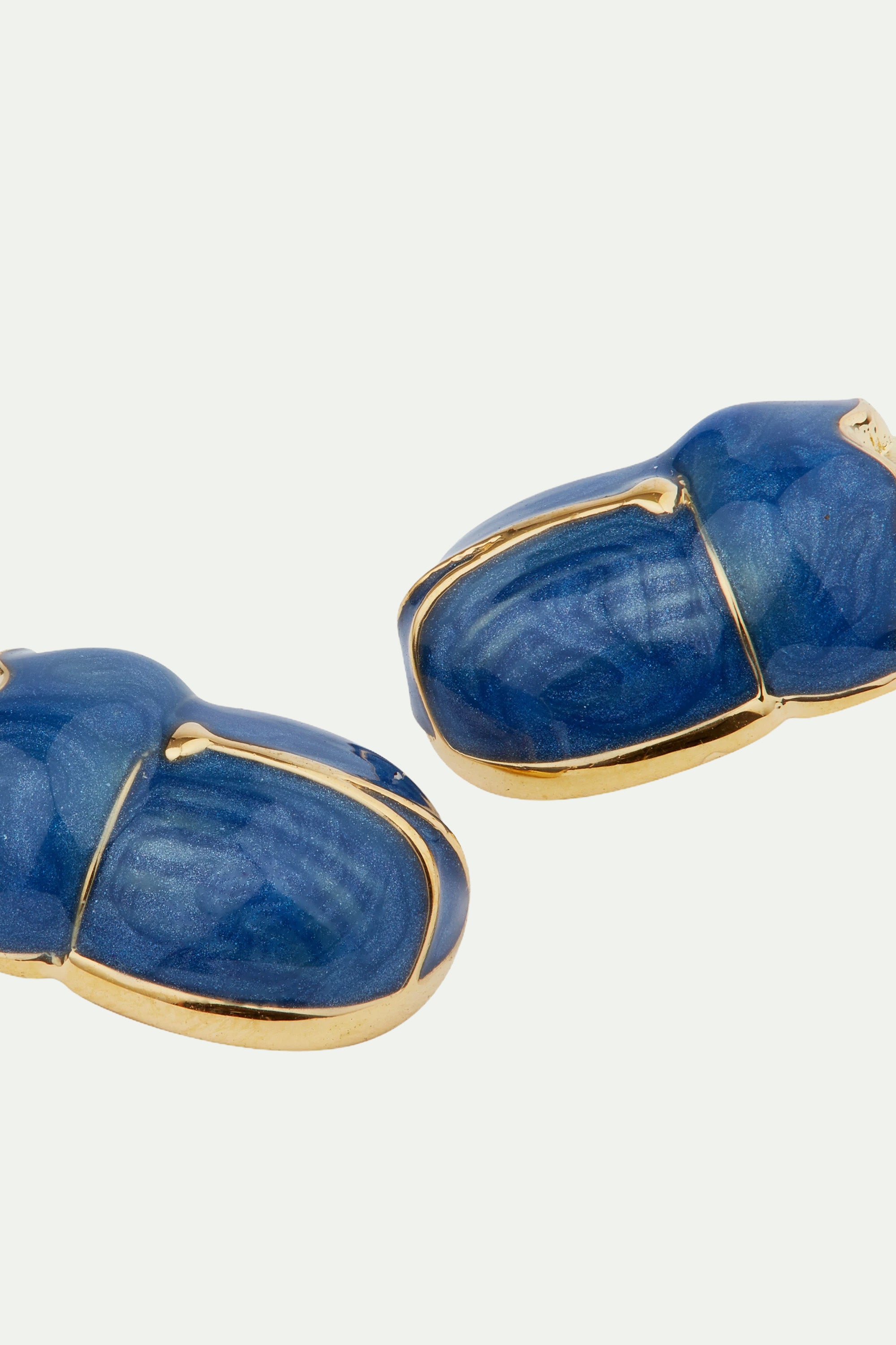 Blue scarab beetle hoop earrings