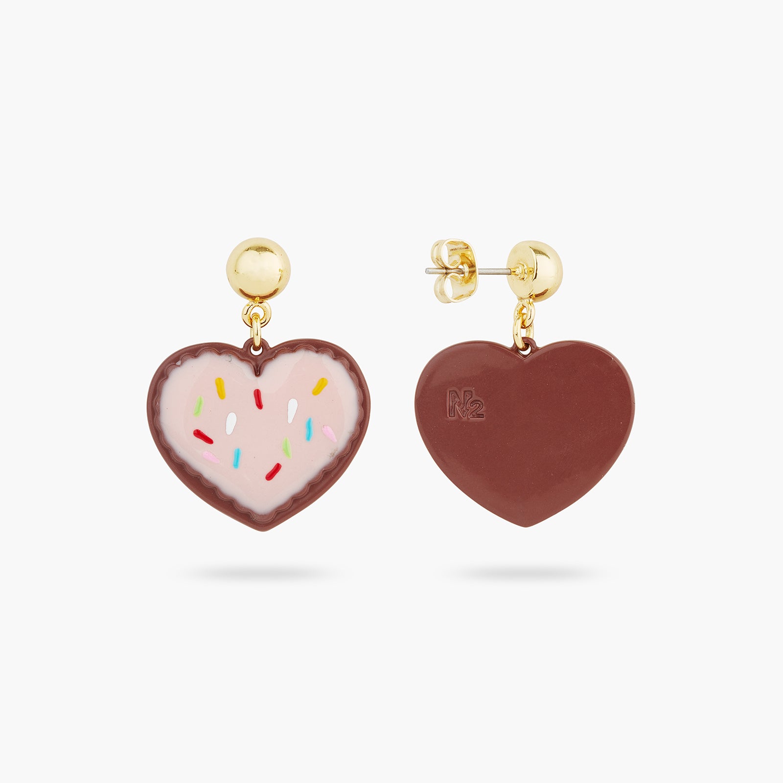 Heart-shaped biscuit post earrings