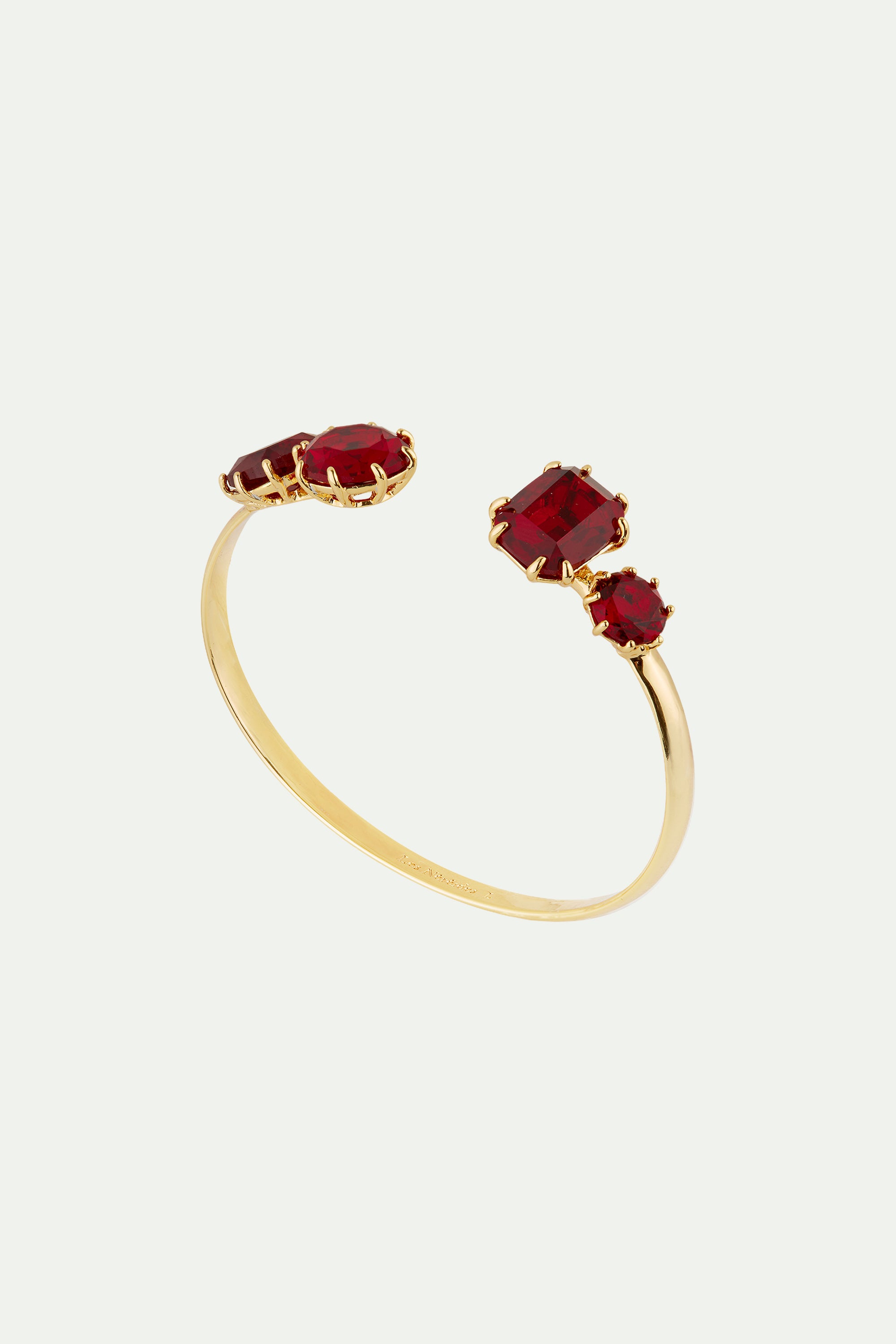 Garnet red diamantine 4 stone bangle bracelet