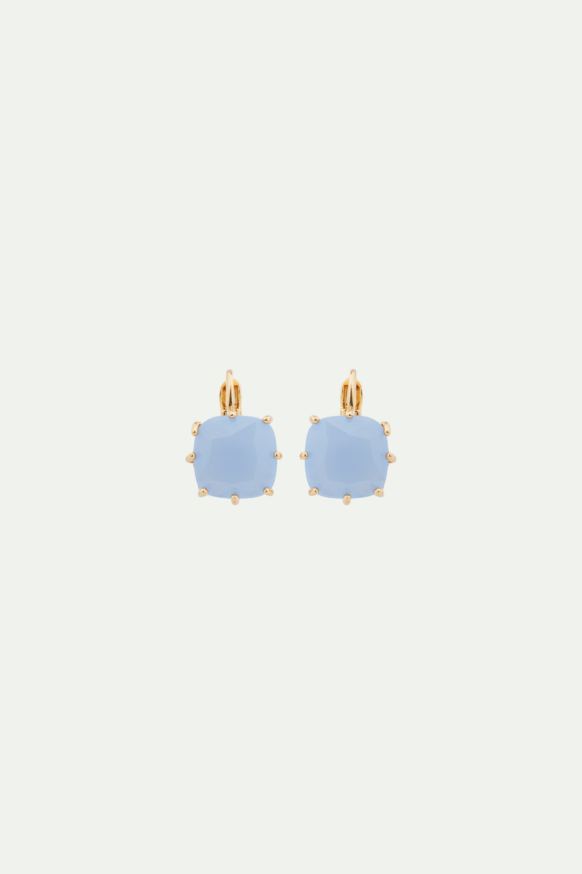 Sky blue Diamantine square stone sleeper earrings