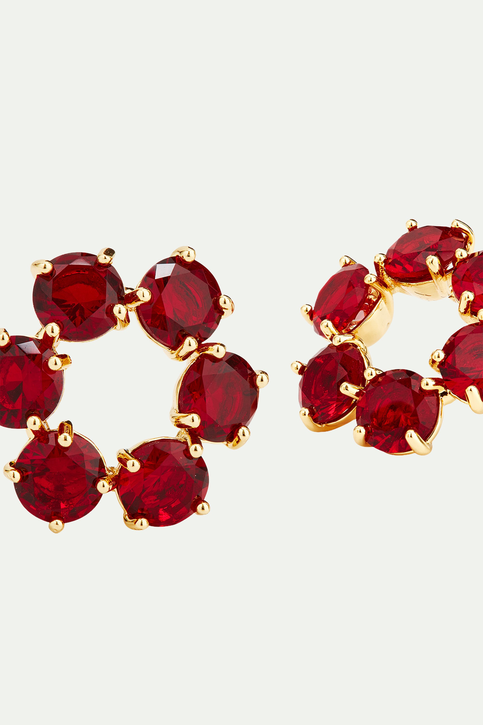 Garnet red diamantine 6 stone clip-on earrings