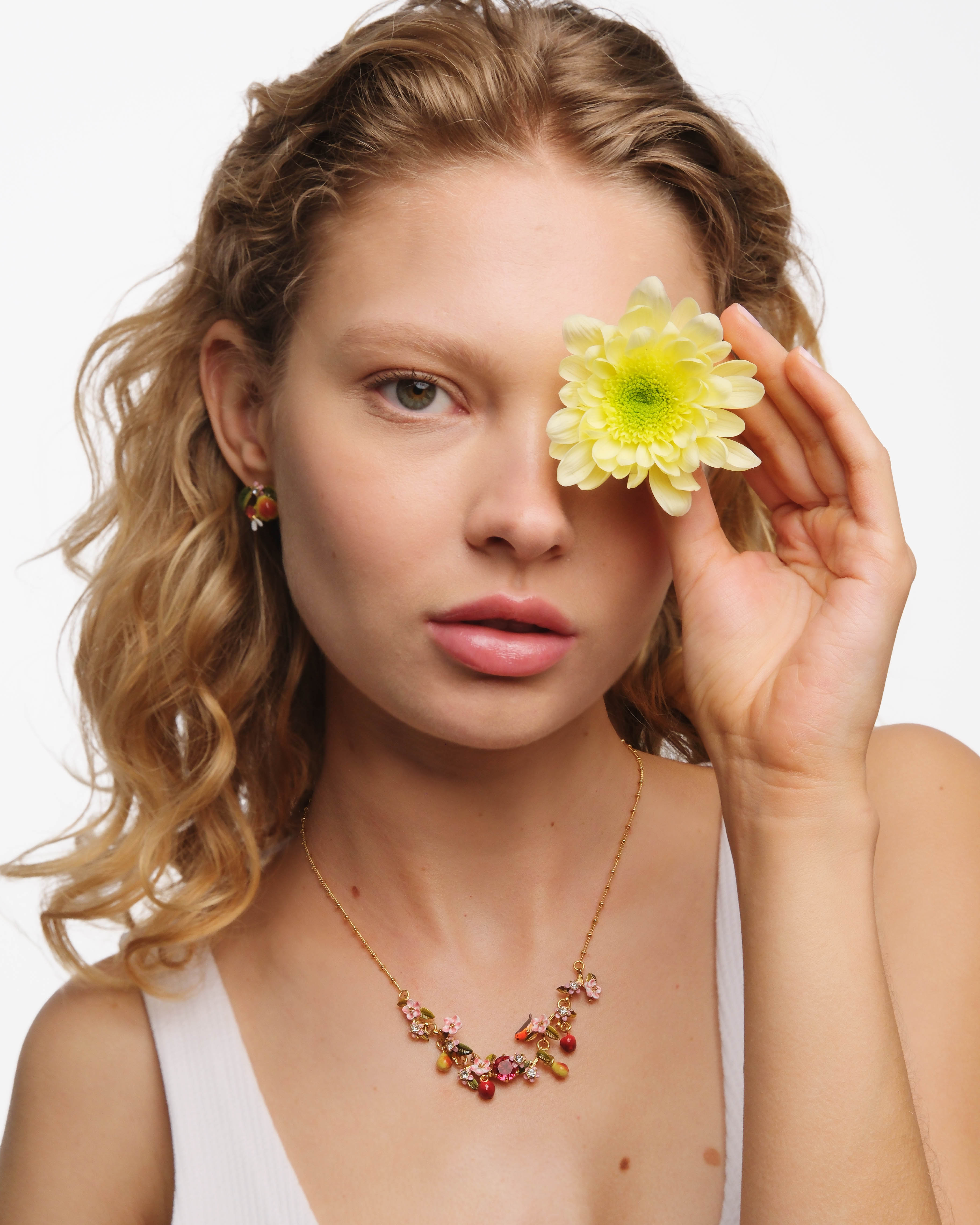 Apple, robin and apple blossom statement necklace