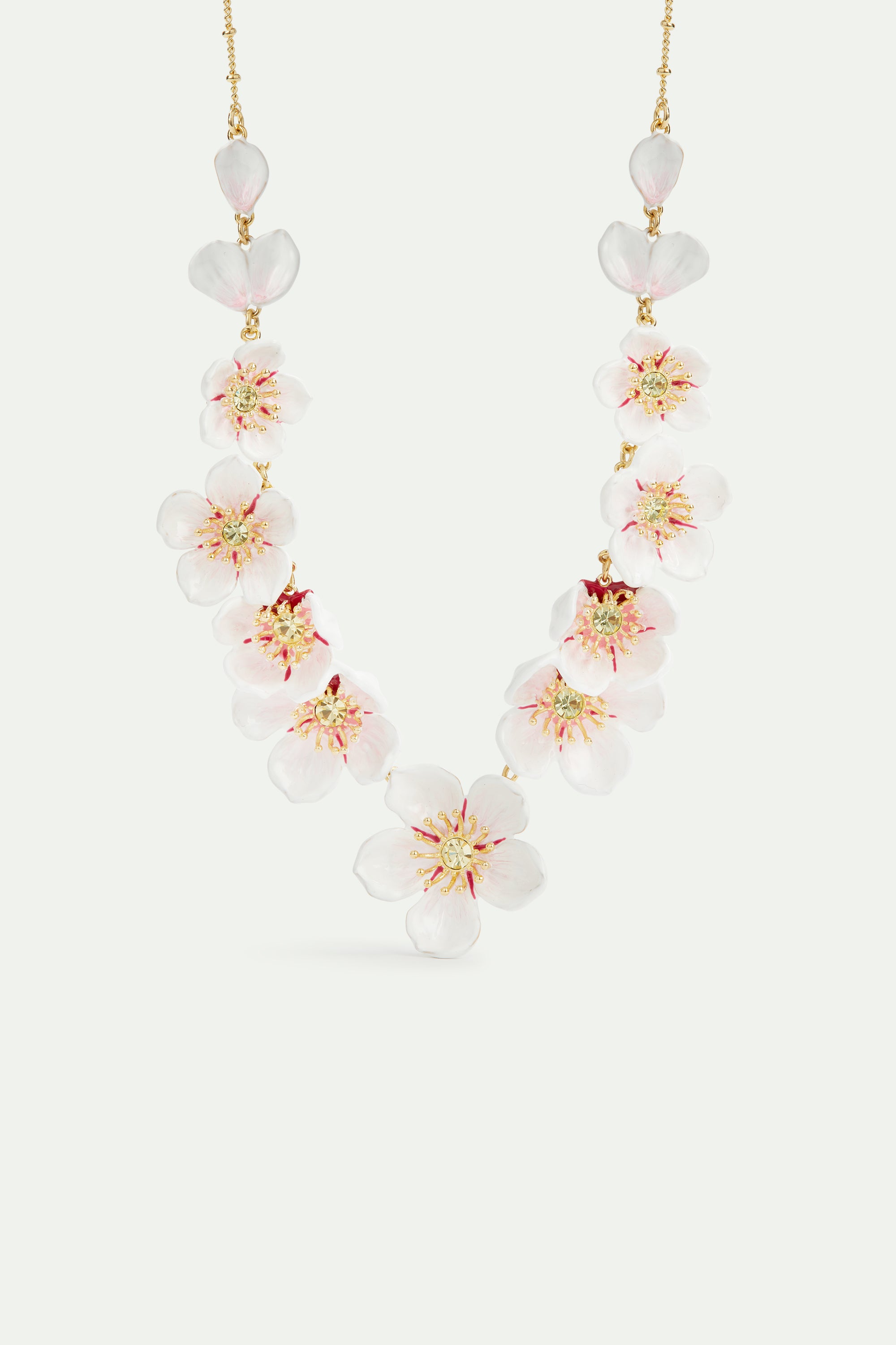 White cherry blossom statement necklace