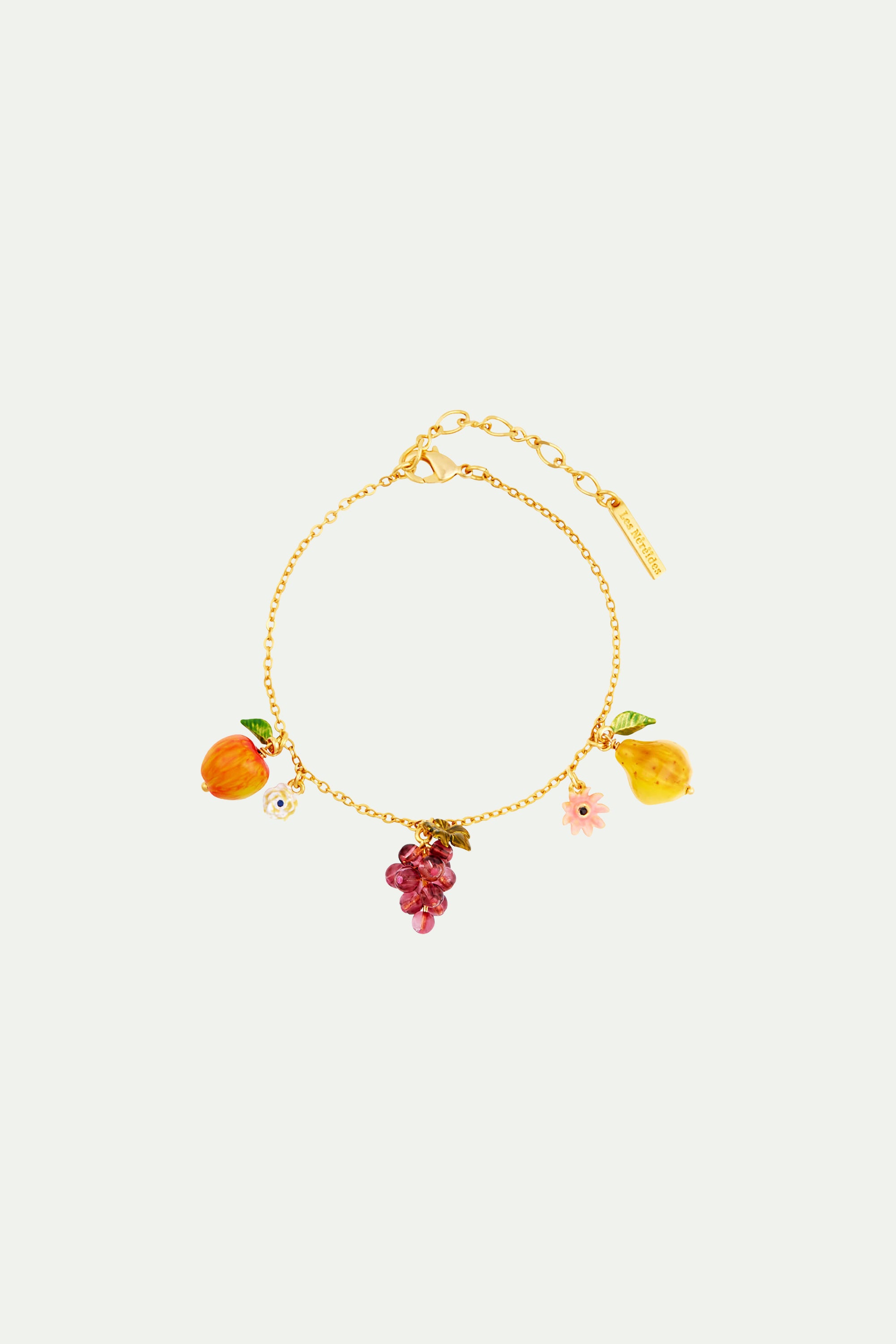 Romantic flowers and orchard fruits charm bracelet