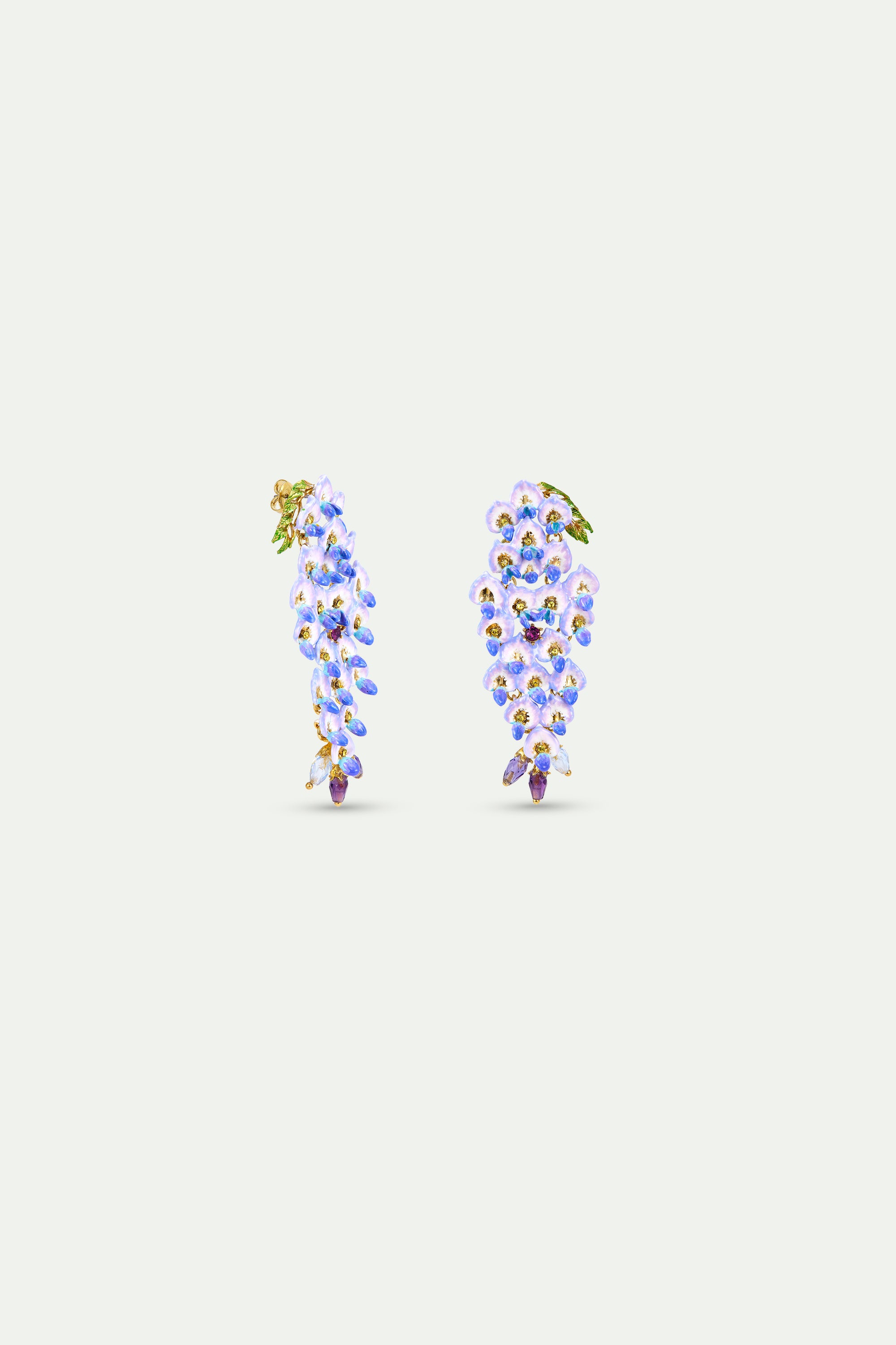 Blue wisteria and crystal earrings