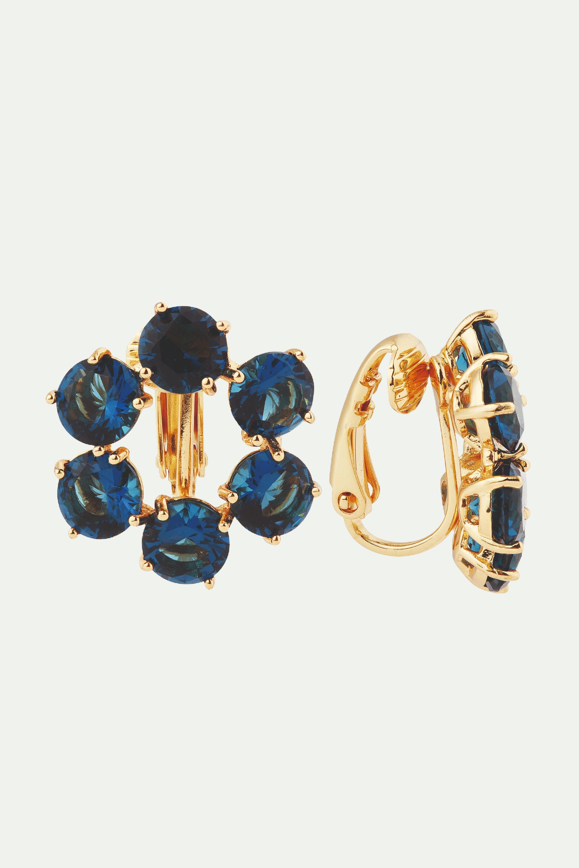 Ocean blue diamantine 6 stone post earrings