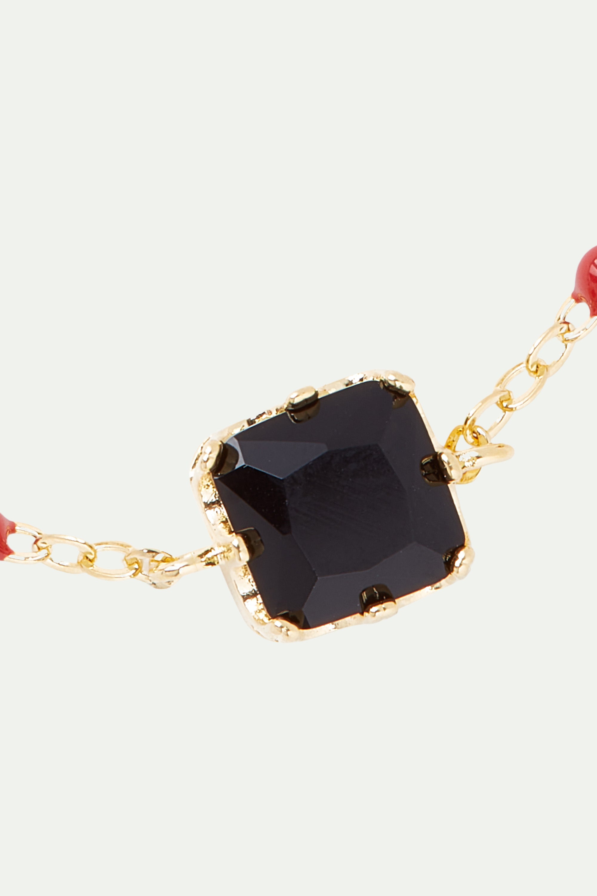 Black square stone thin bracelet