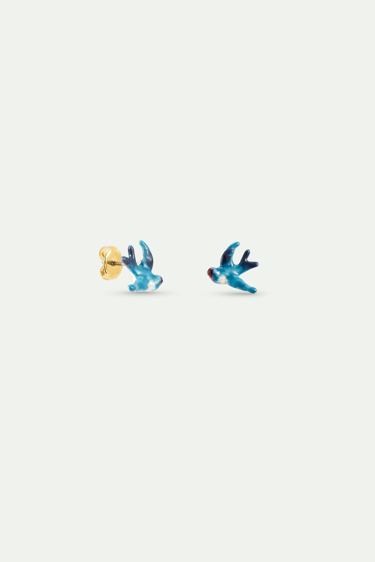 Blue swallow post earrings