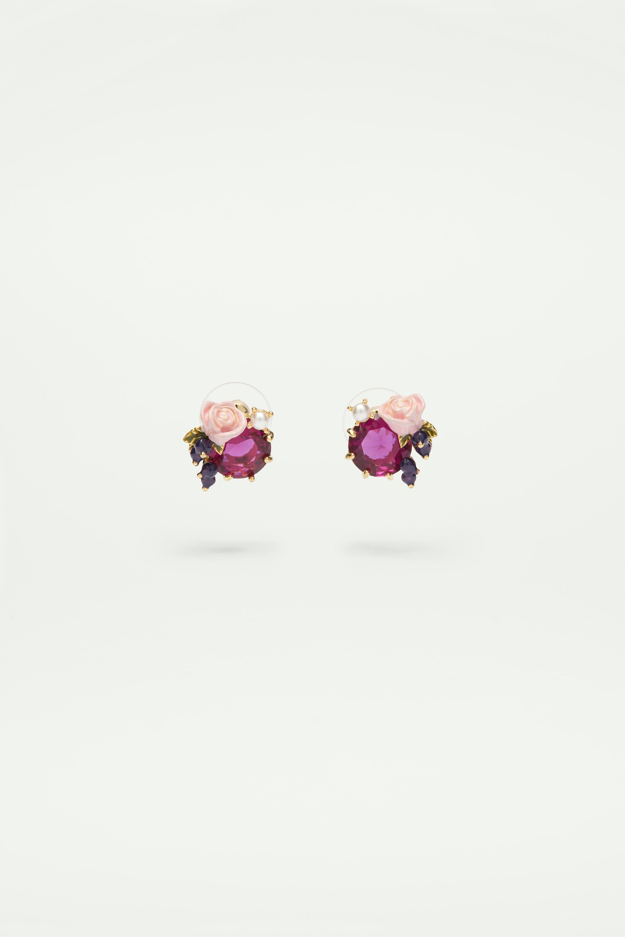 Roses and blackurrant berries clip-on earrings