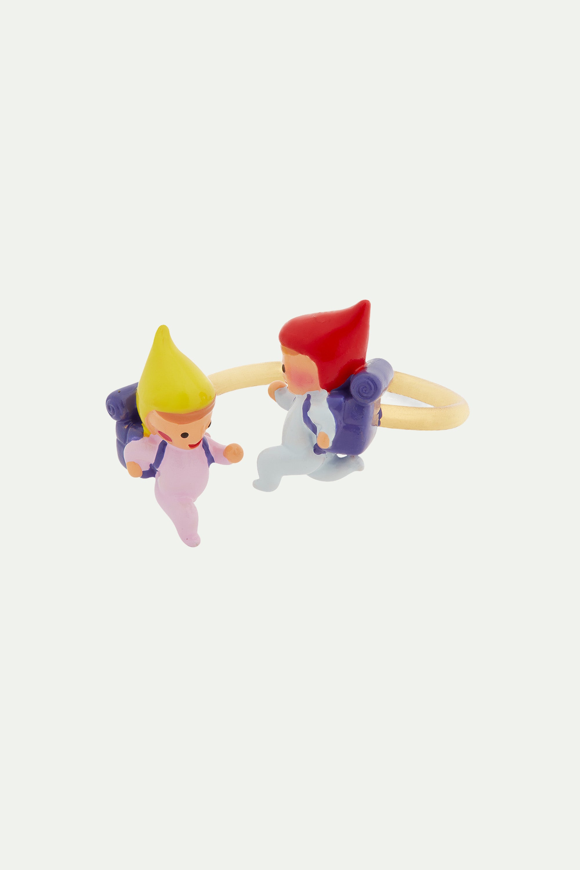 Hiking young garden gnomes adjustable ring