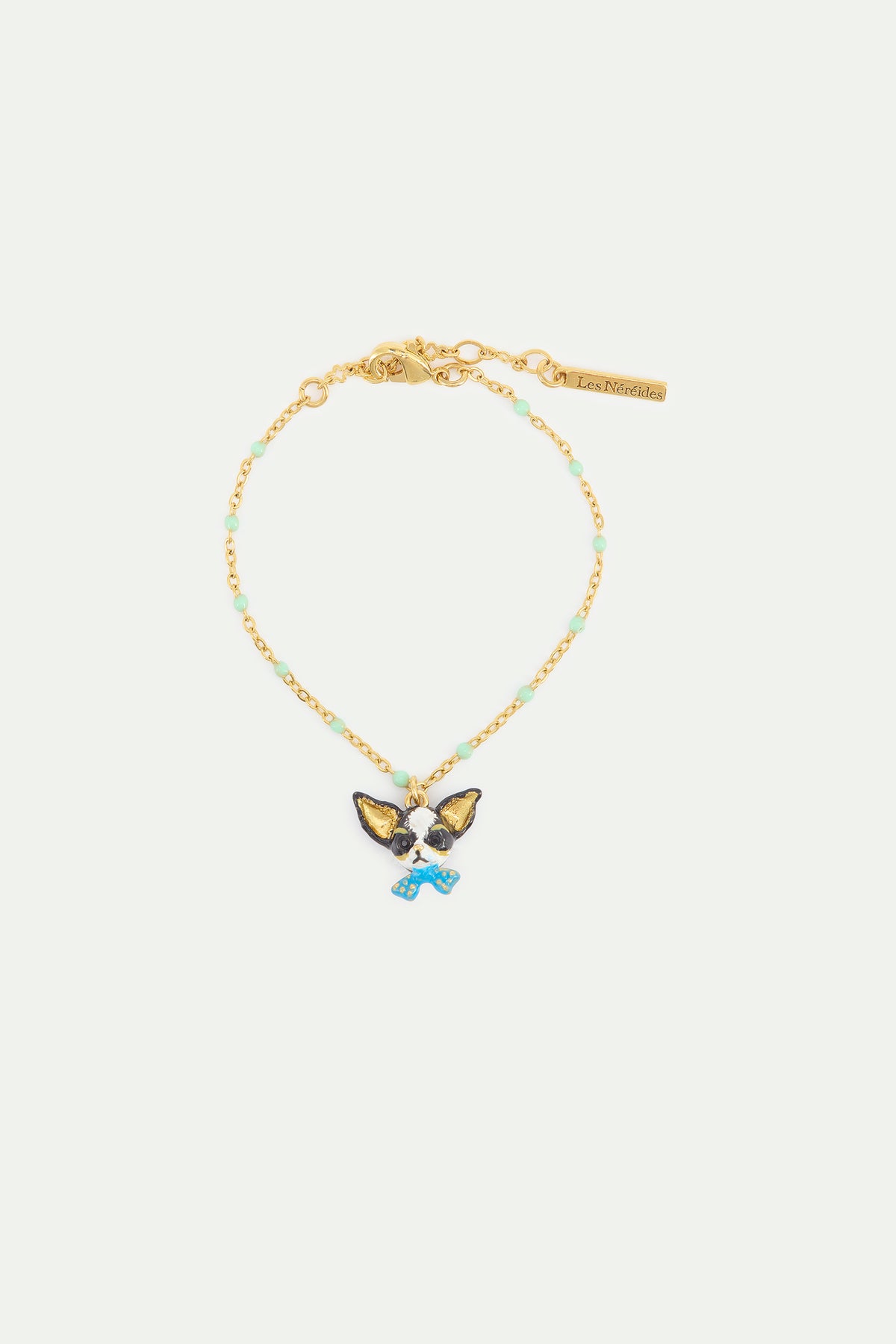 Chihuahua and blue bow tie fine bracelet