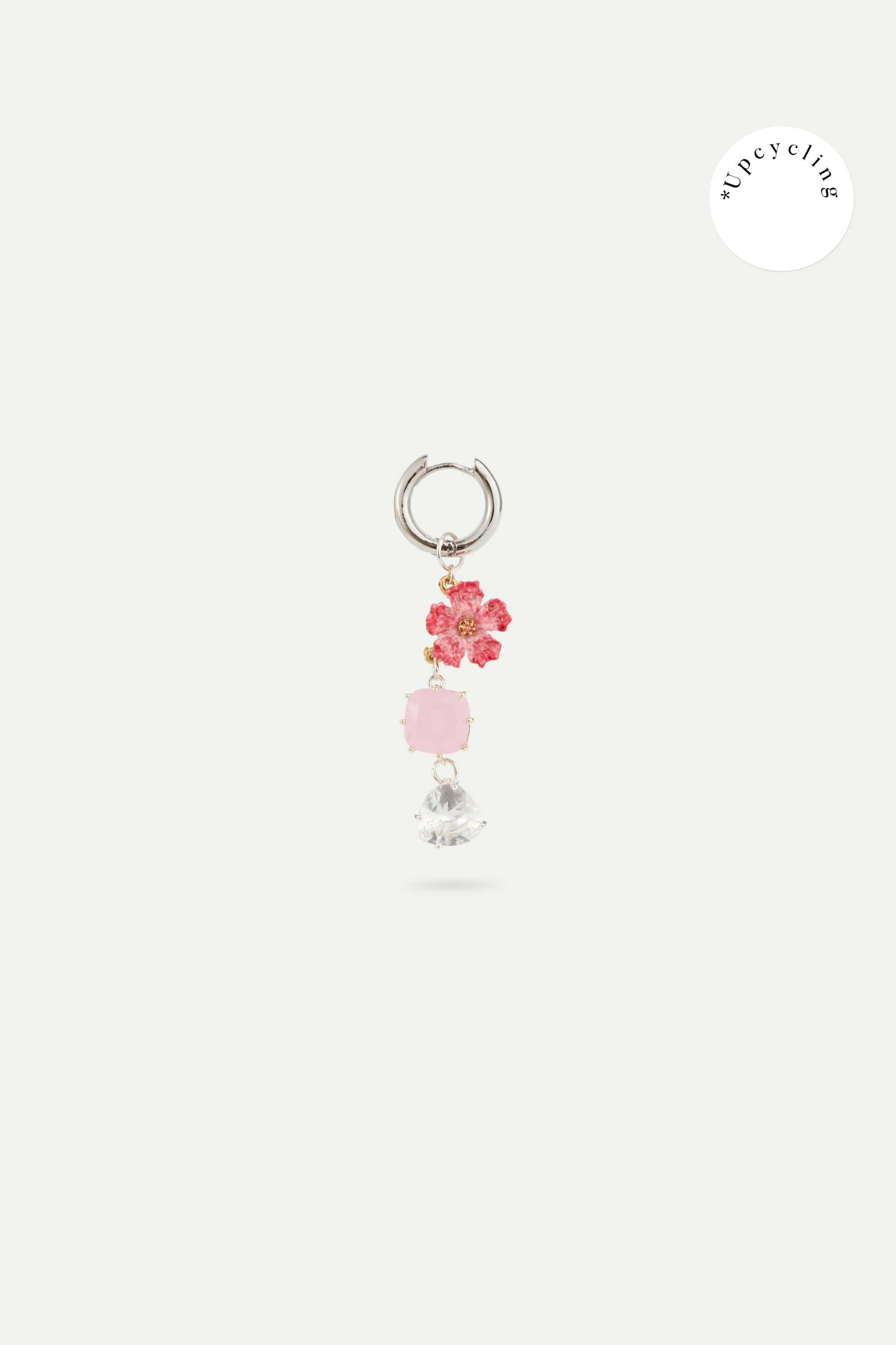 Faceted stones and flower single earring