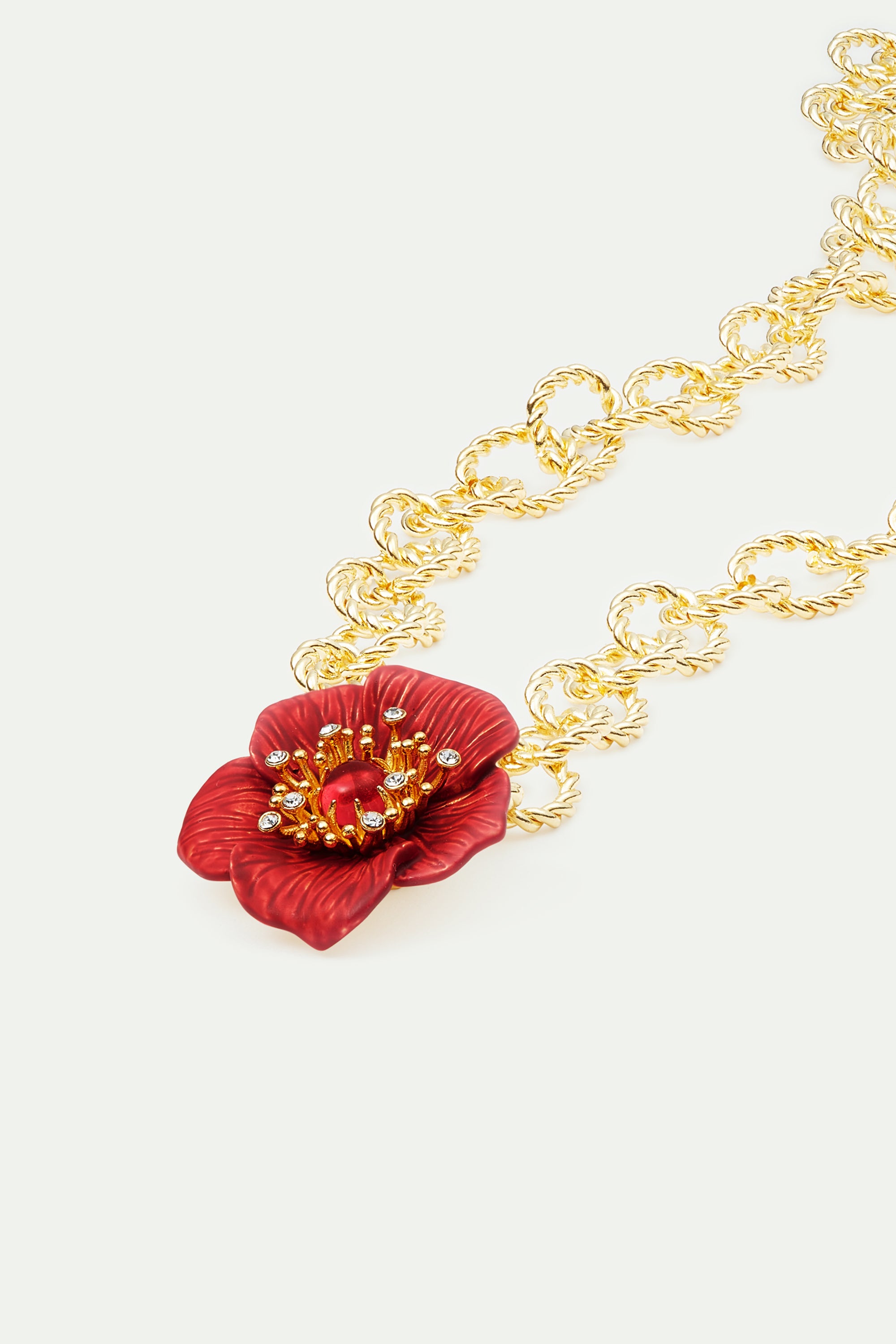 Red hellebore flower pendant necklace