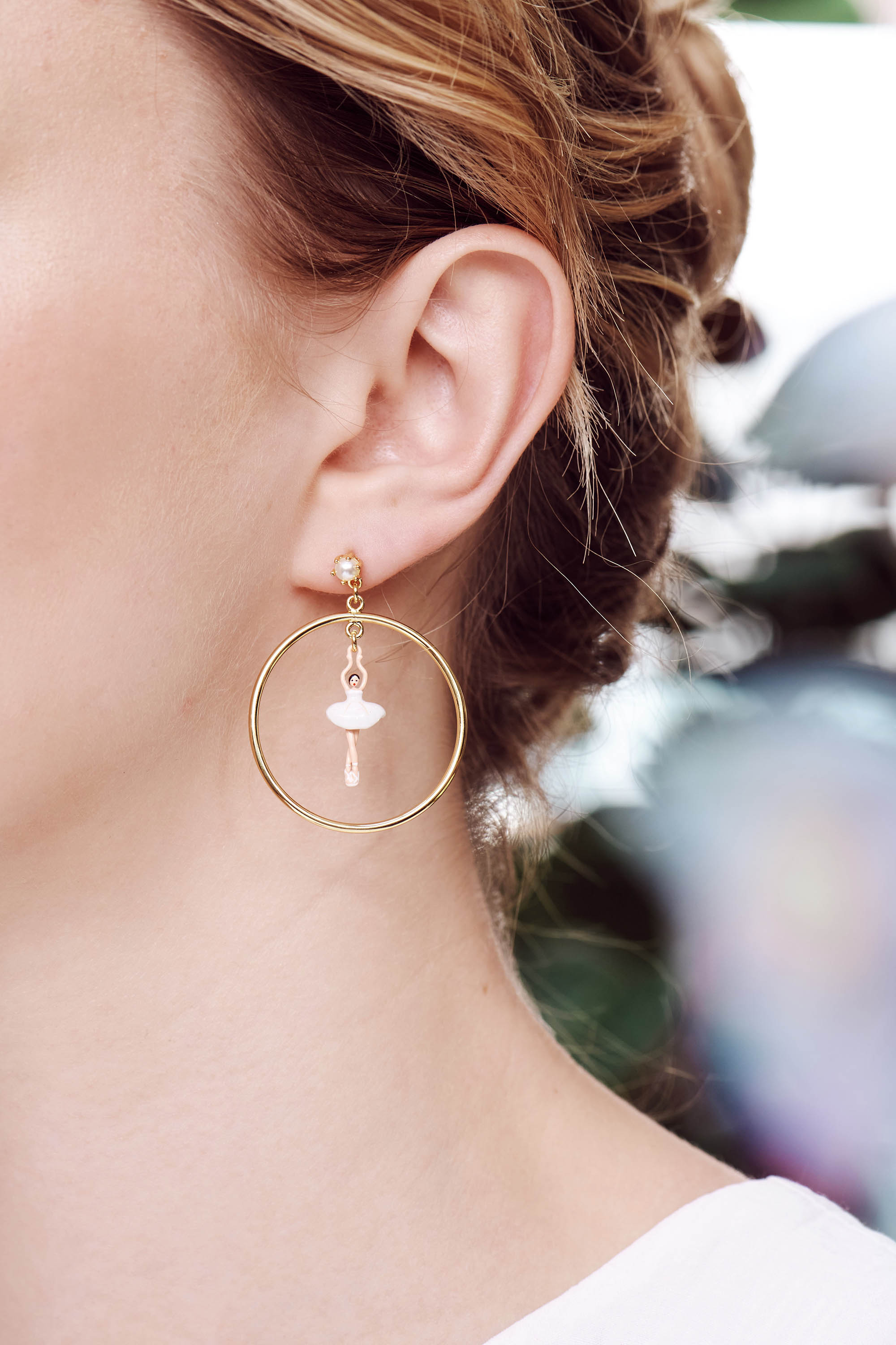 Post Earrings MINI PAS DE DEUX Blanc