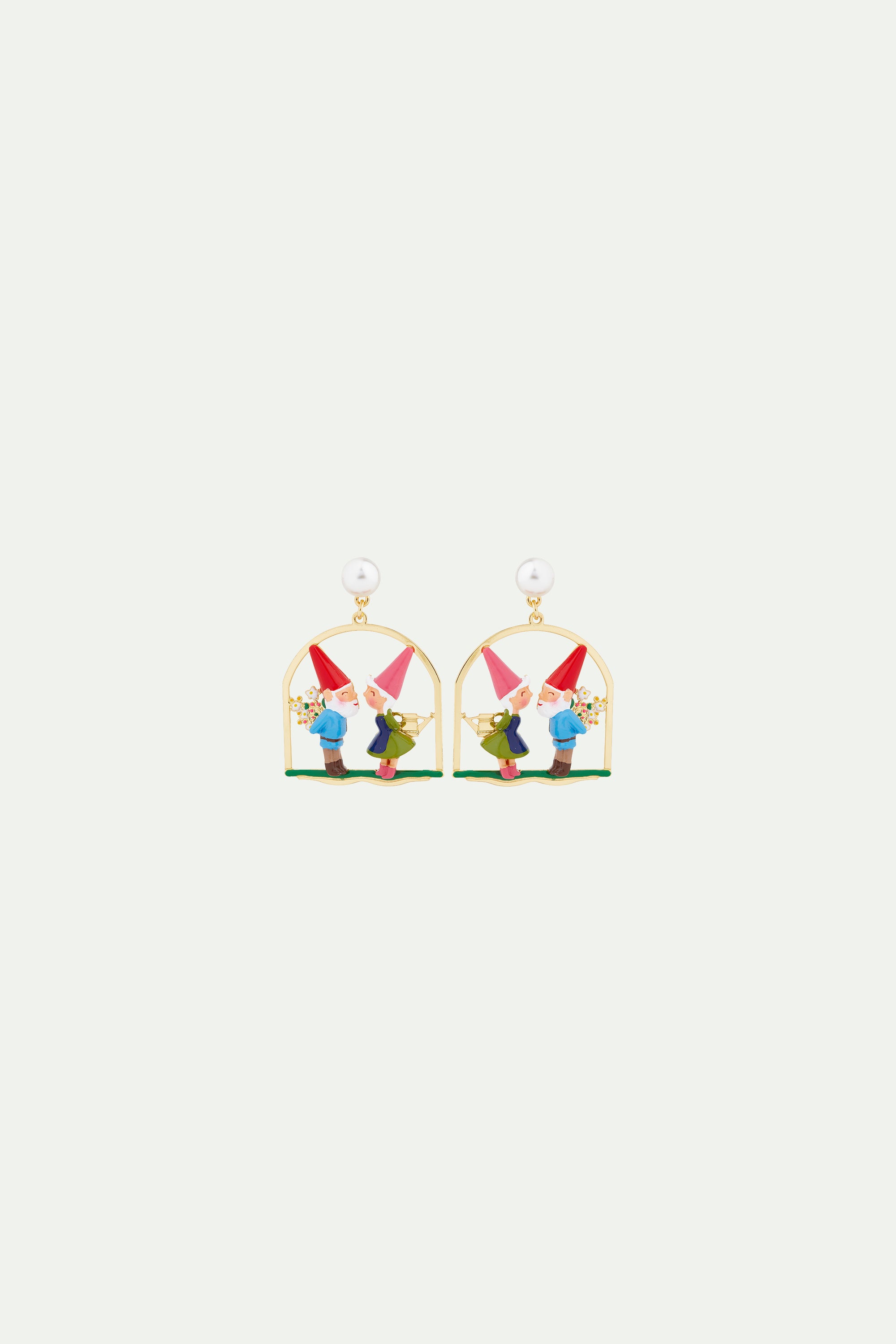 Garden gnome couple clip-on earrings