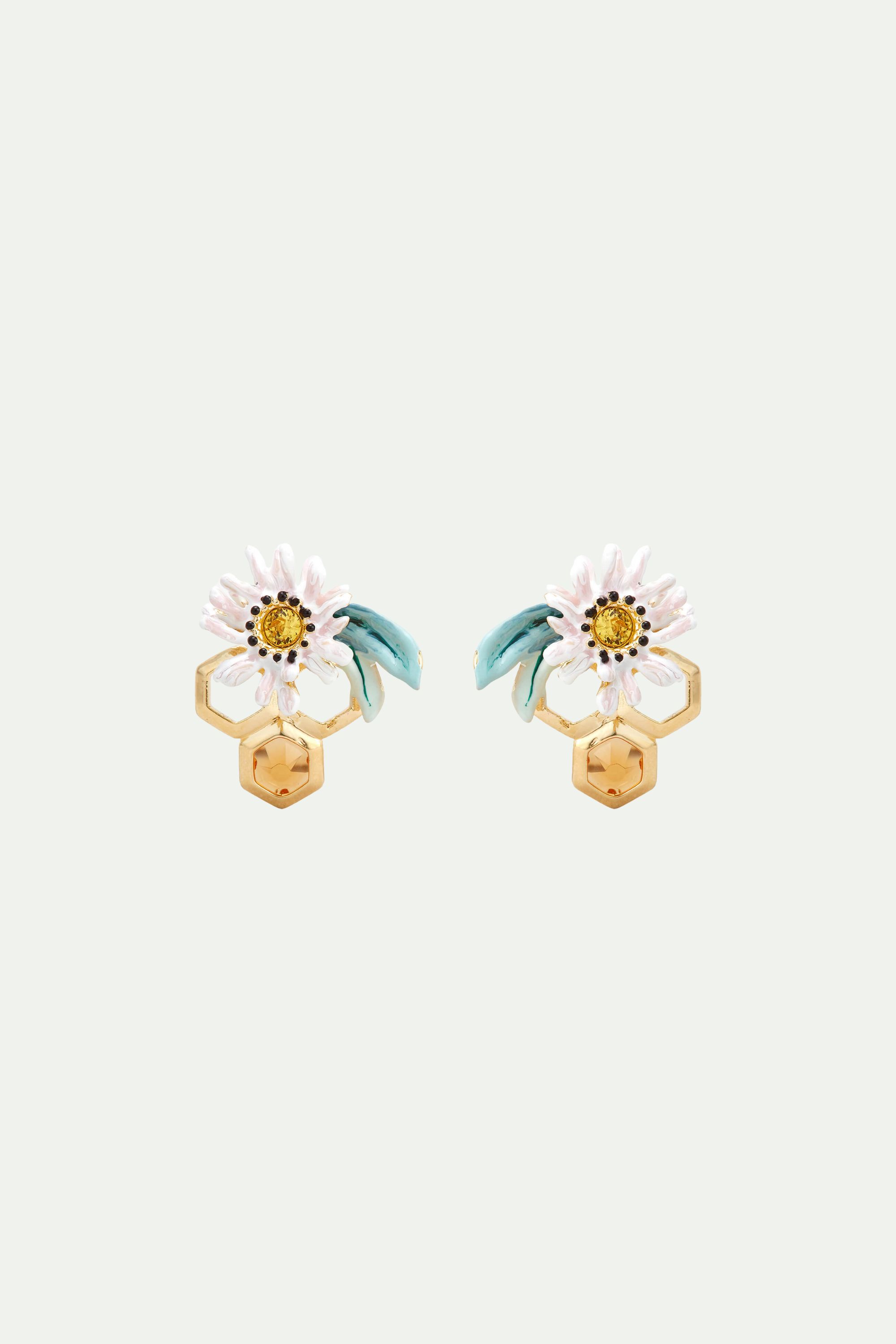 Flowers and honeycombs post earrings