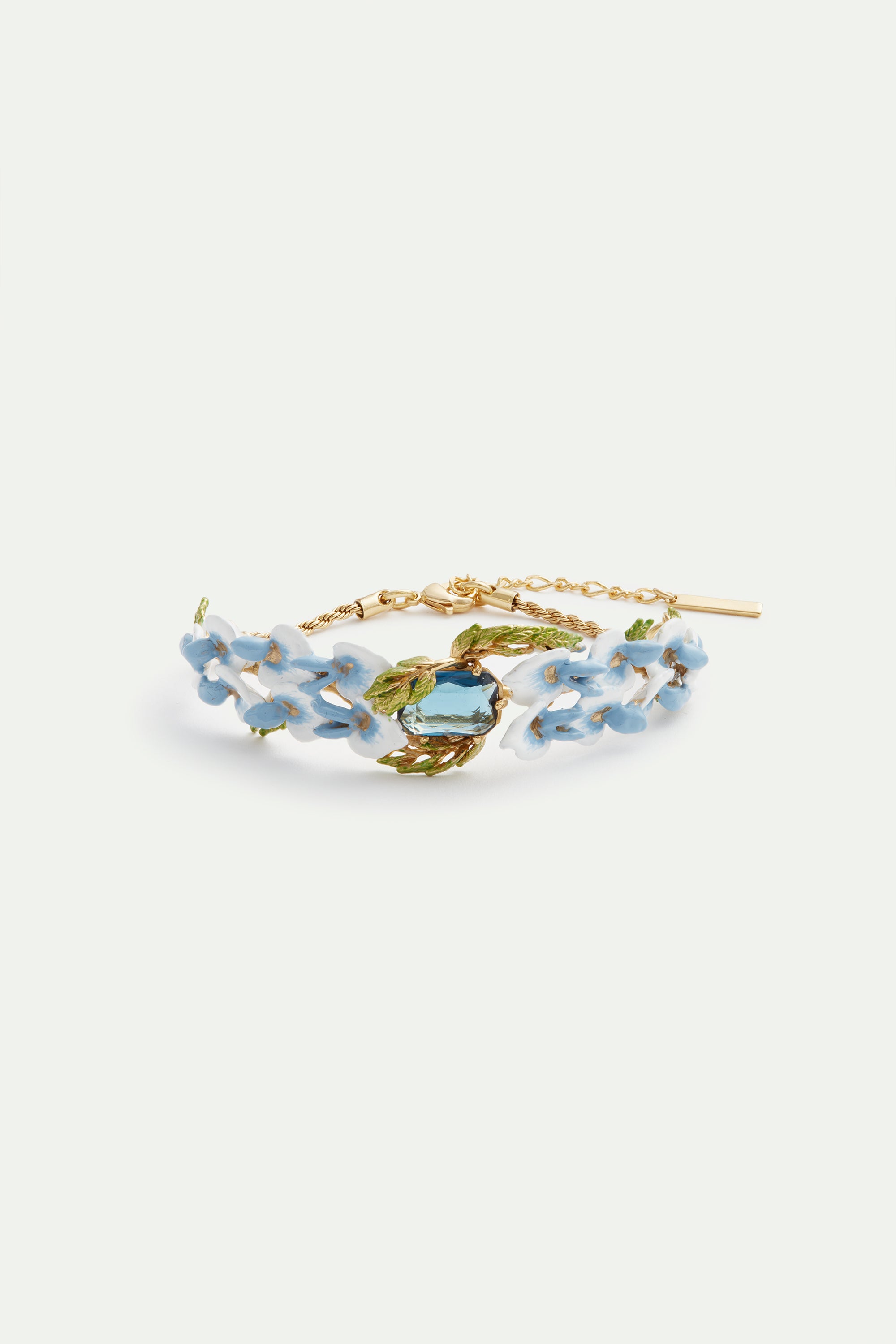 Wisteria and blue square facet stone bracelet