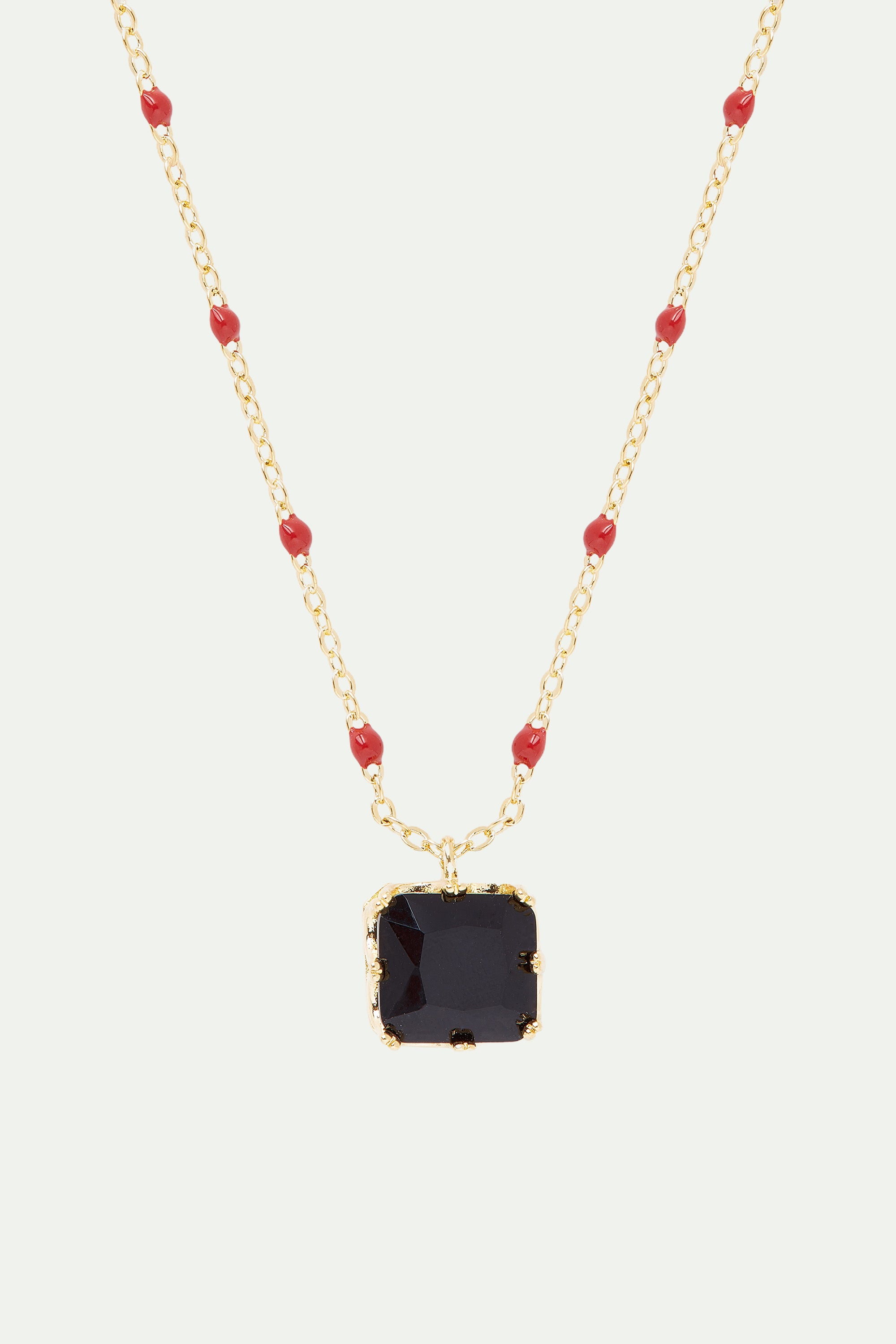 Black square stone pendant necklace